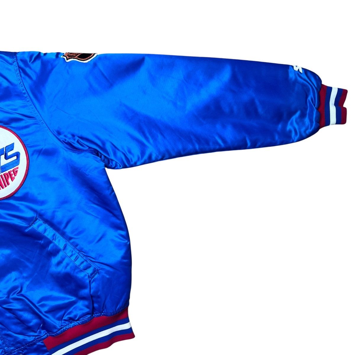 Starter 1990s NHL Winnipeg Jets Starter Spell Out Blue Satin Jacket Size US L / EU 52-54 / 3 - 7 Thumbnail