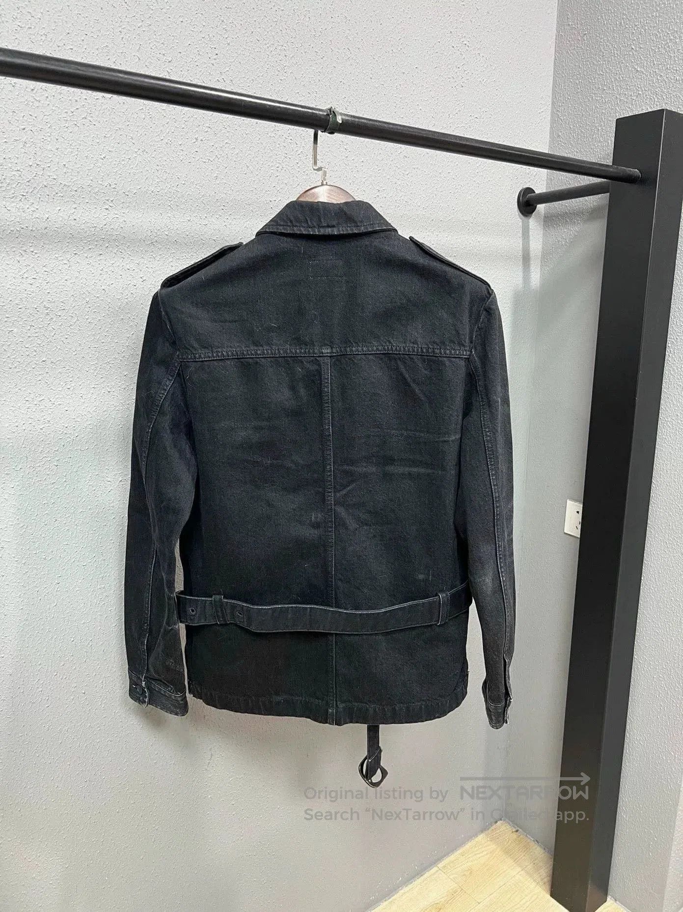 Saint Laurent Paris Saint Laurent Washed Black Belted Denim Jacket. Size US M / EU 48-50 / 2 - 2 Thumbnail