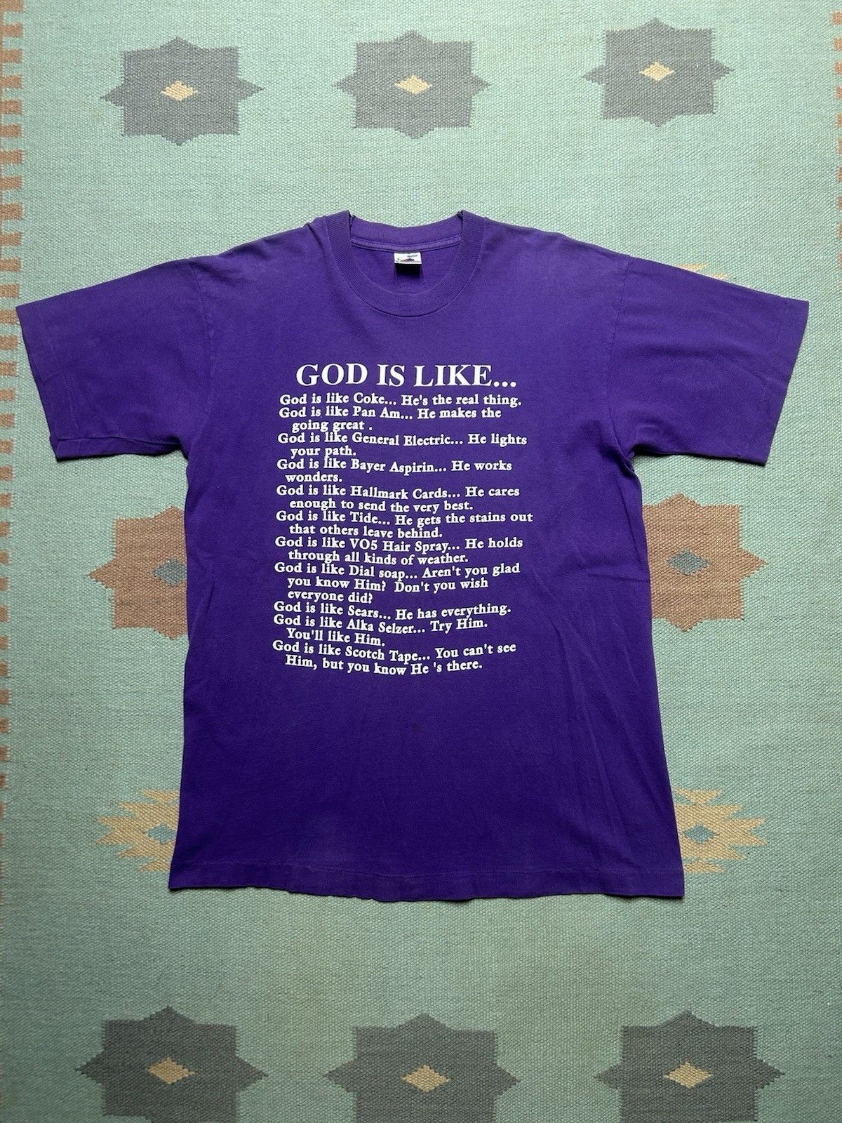 Vintage Vtg 90 graphic t shirt god is like religious Jesus tee large Size US L / EU 52-54 / 3 - 1 Thumbnail
