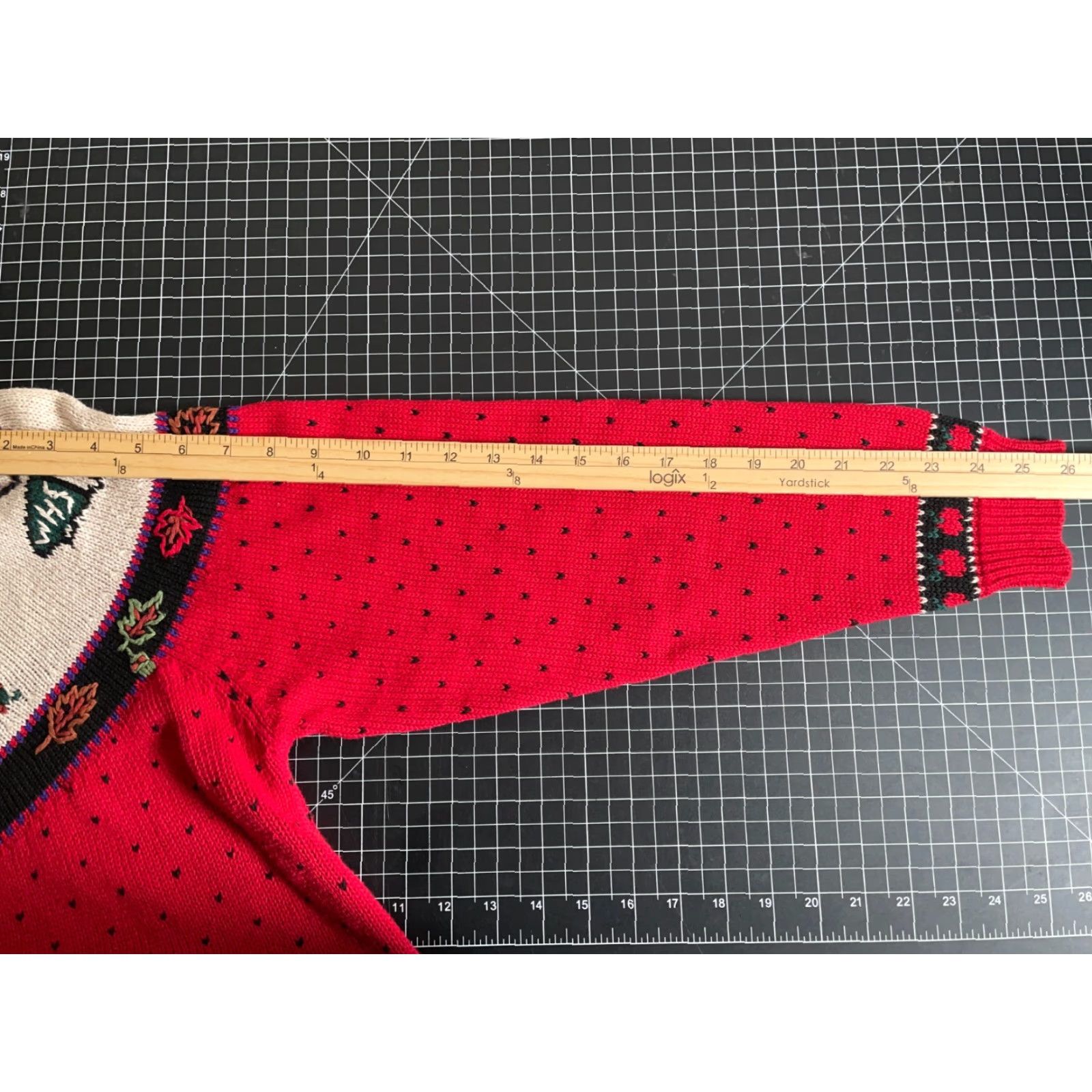 Vintage Woolrich Cardigan Women's Small Red Beige Autumn Motif Embroidered Crew Neck Knit Geometric Ramie-Cotton Lightweight Vintage: No Size S / US 4 / IT 40 - 7 Thumbnail