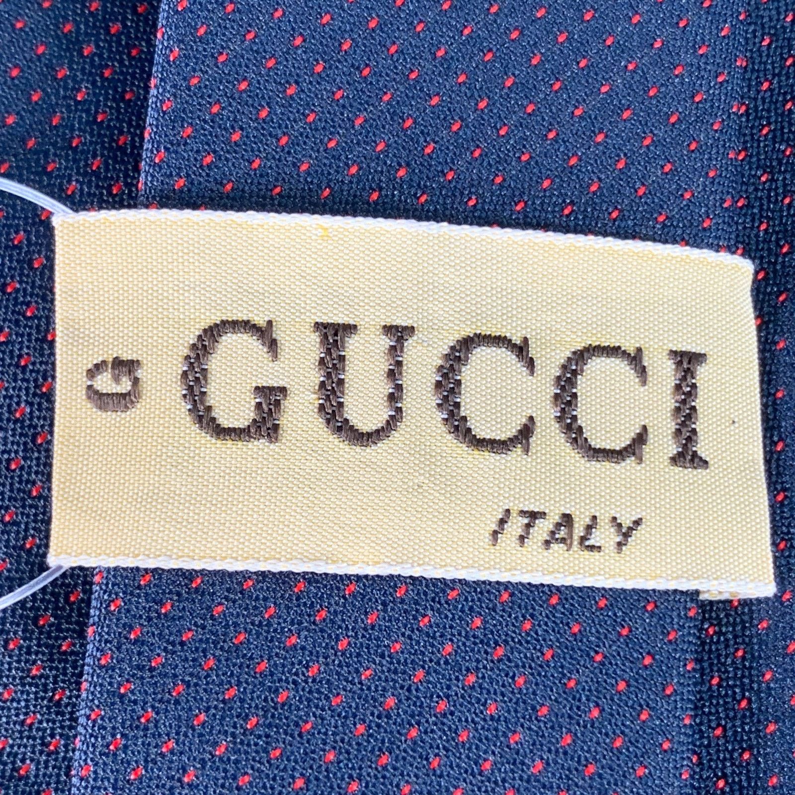 Gucci GUCCI Navy Red Dots Silk Skinny Tie Size ONE SIZE - 4 Thumbnail