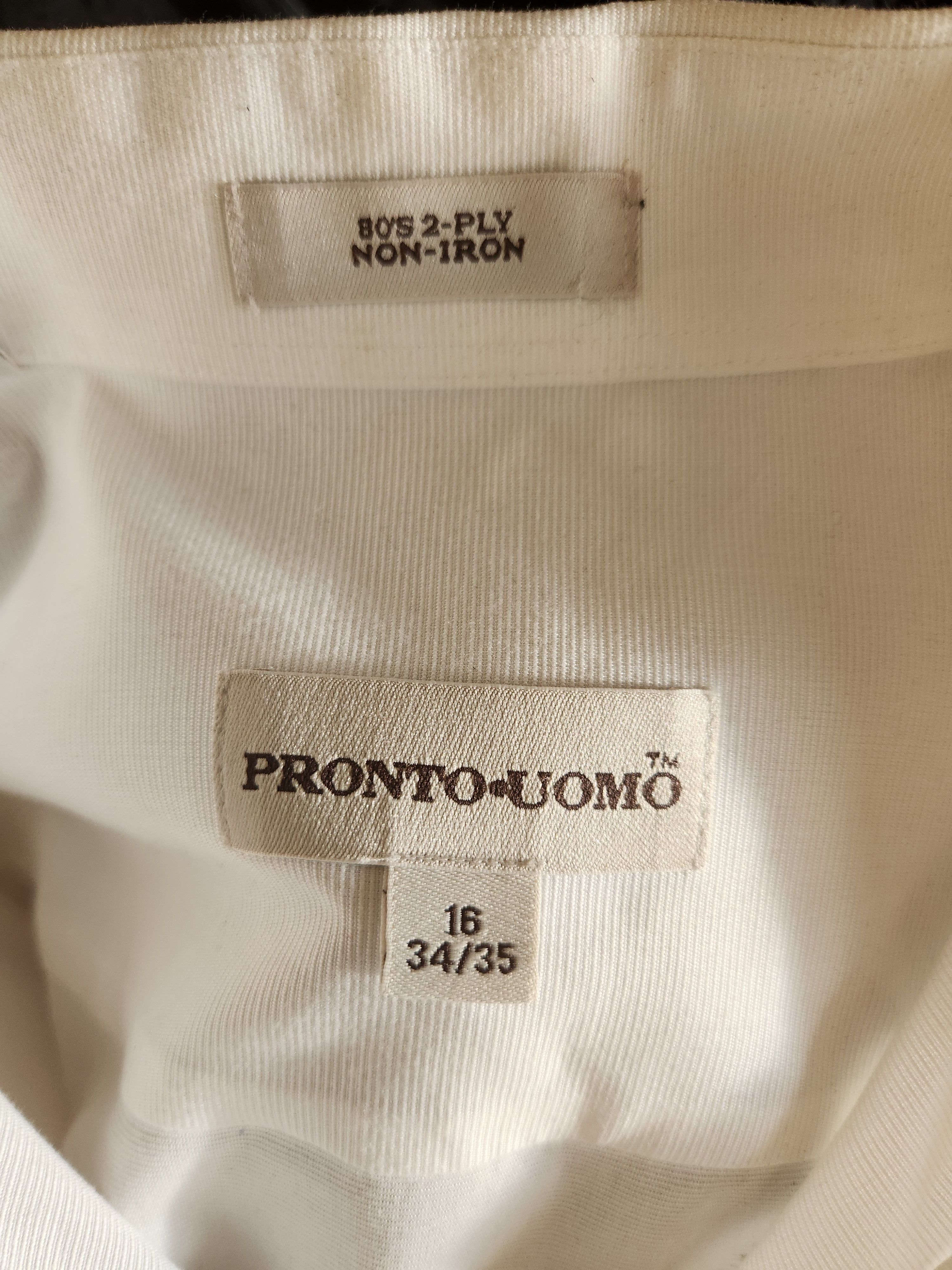 Pronto Uomo Vintage Men's White Dress Shirt Size US L / EU 52-54 / 3 - 3 Thumbnail