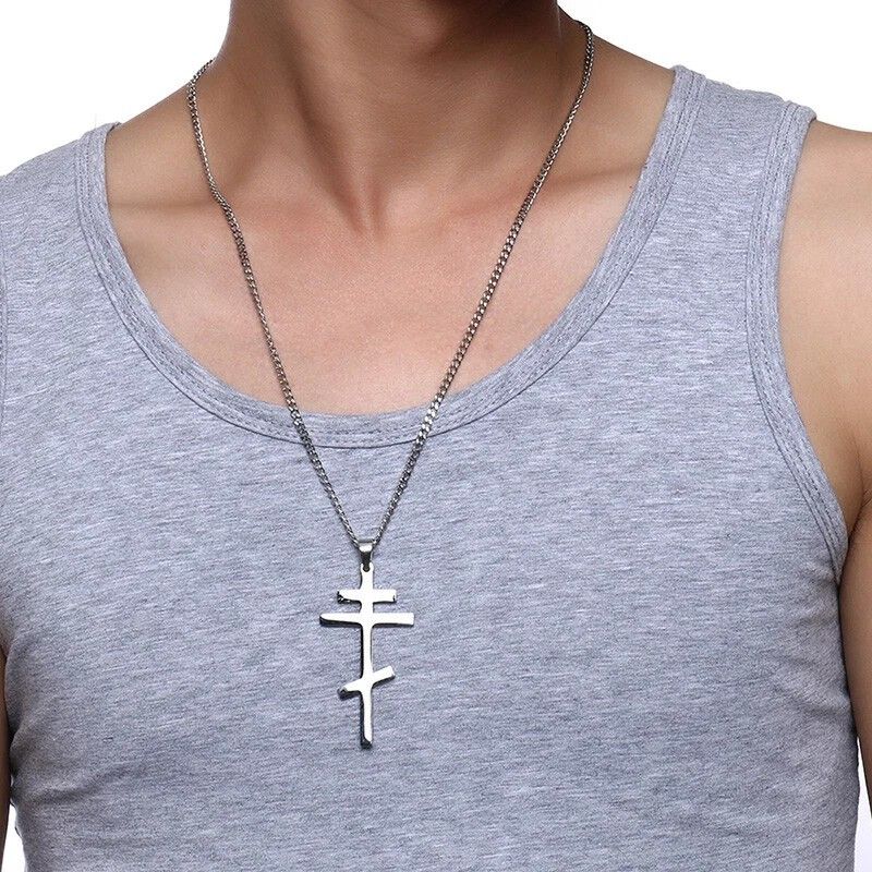 Other Silver Cross Necklace Eastern Orthodox Stainless Steel Size ONE SIZE - 5 Thumbnail