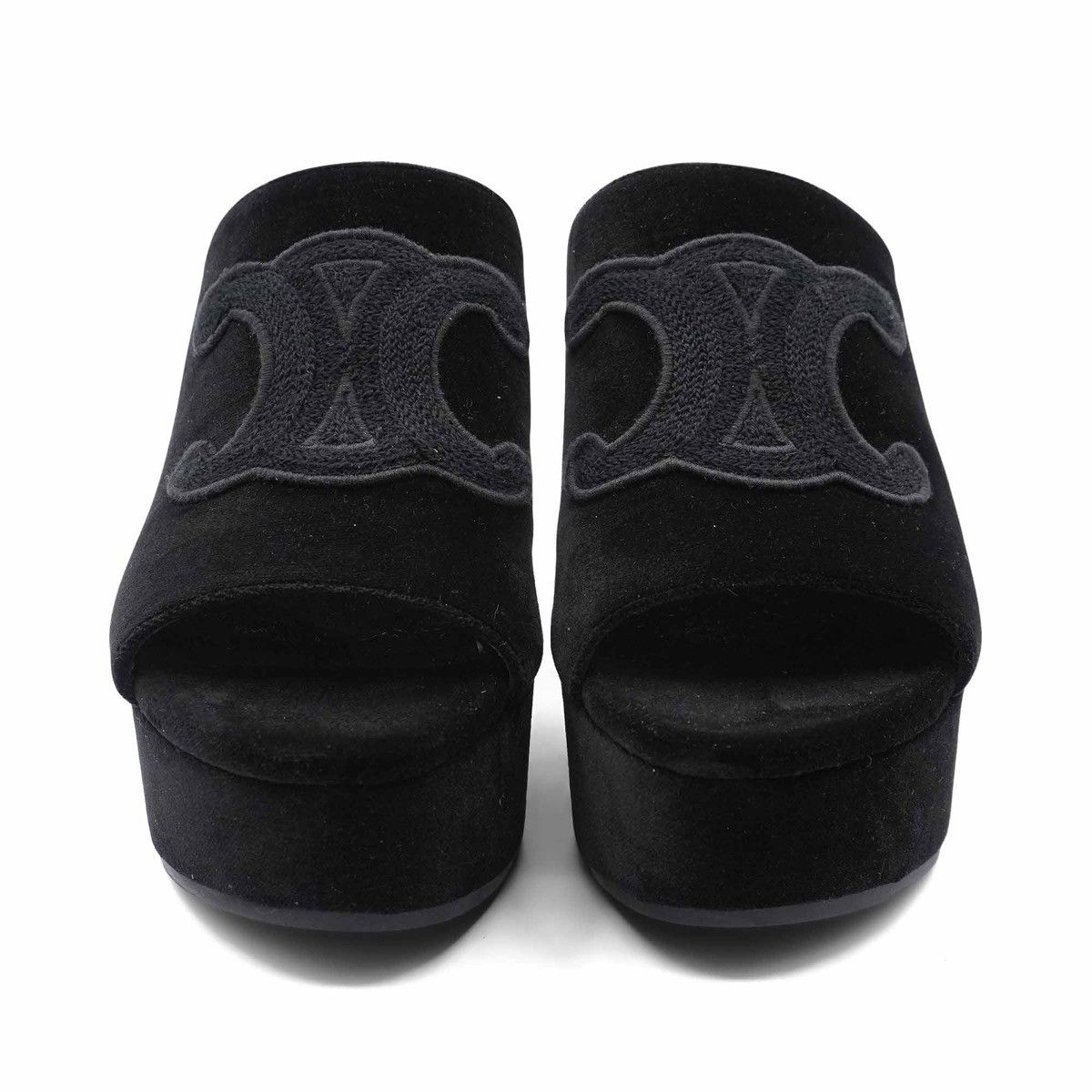 Celine Celine 'Elena' Black Velvet Mules Size US 7 / IT 37 - 3 Thumbnail