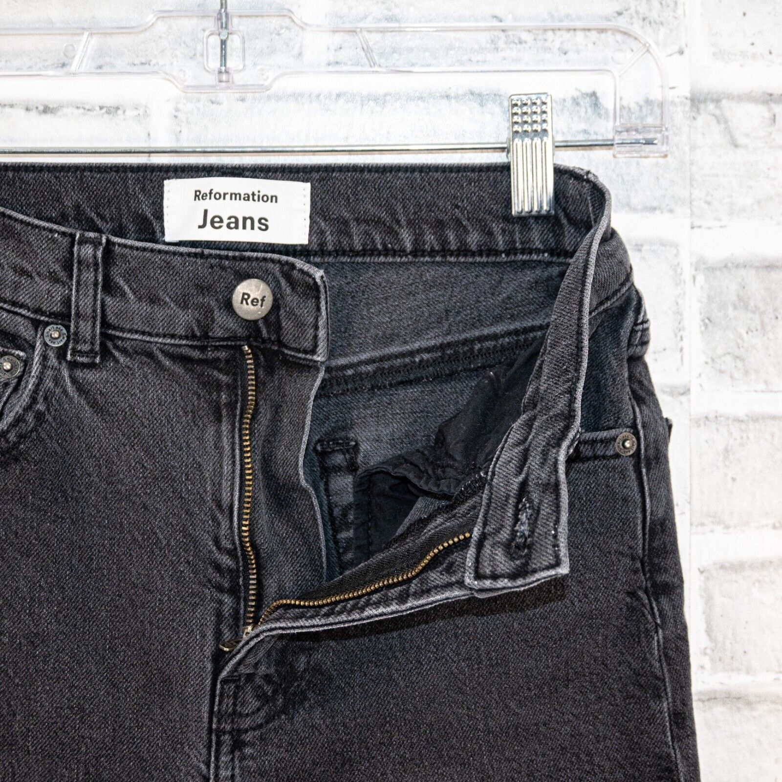 Reformation REFORMATION High-Rise Kick Flare Denim Jeans Black Erie Wash Size 24" / US 00 / IT 34 - 2 Thumbnail