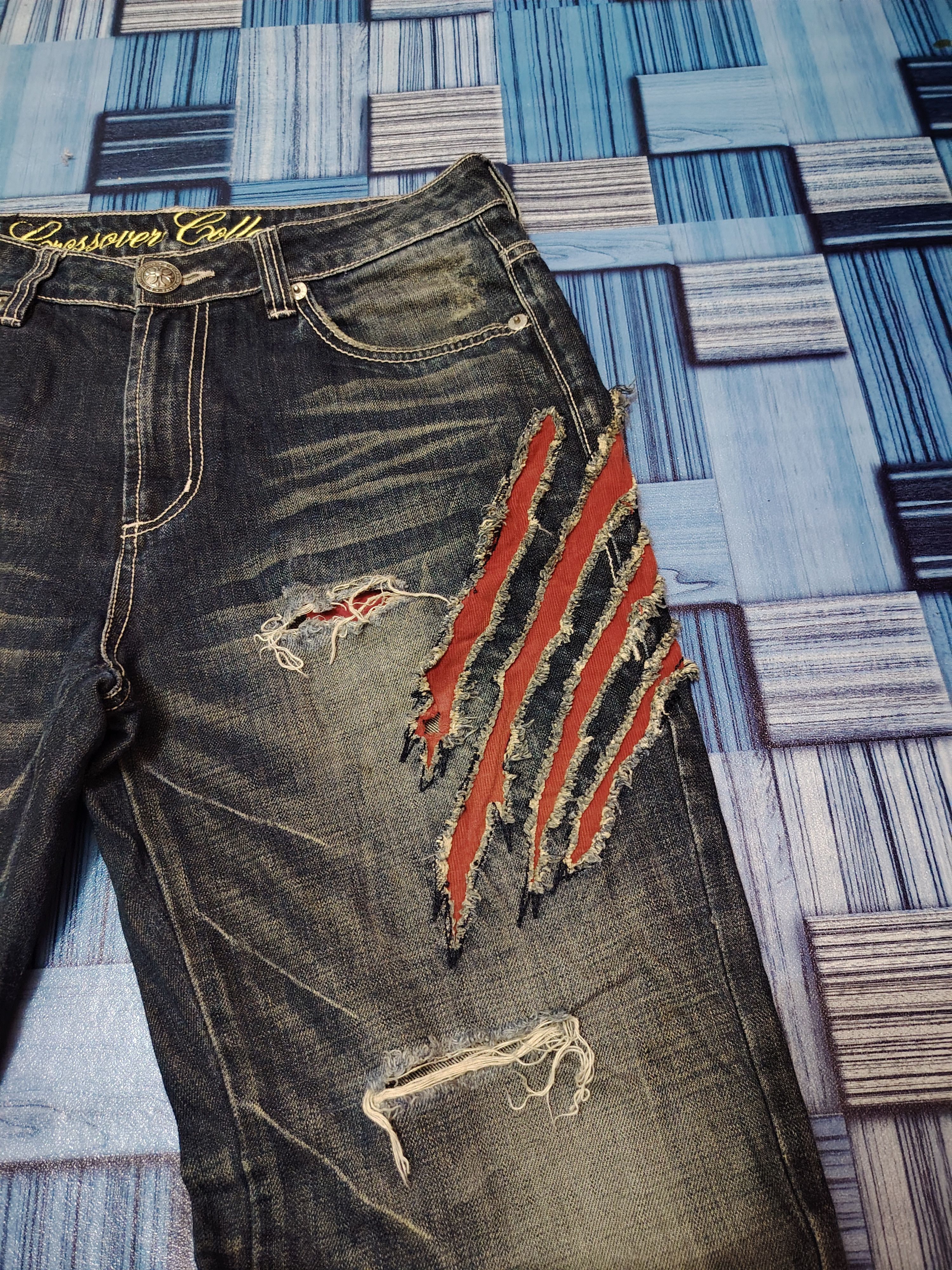 Japanese Brand Distressed denim osaka big train flared jeans Size US 31 - 2 Thumbnail