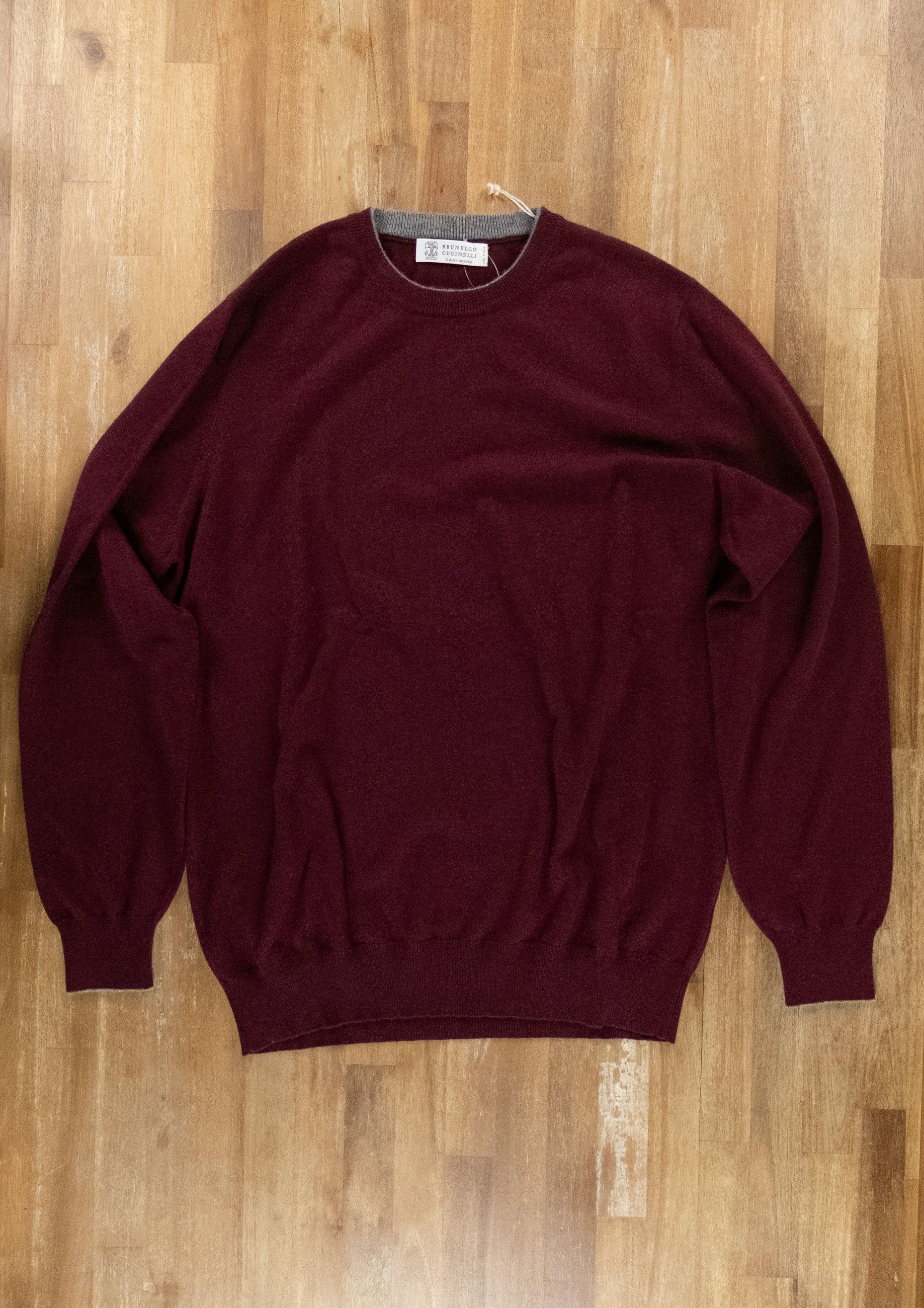 image of Brunello Cucinelli Burgundy Pure Cashmere Sweater 56, Men's (Size 2XL)