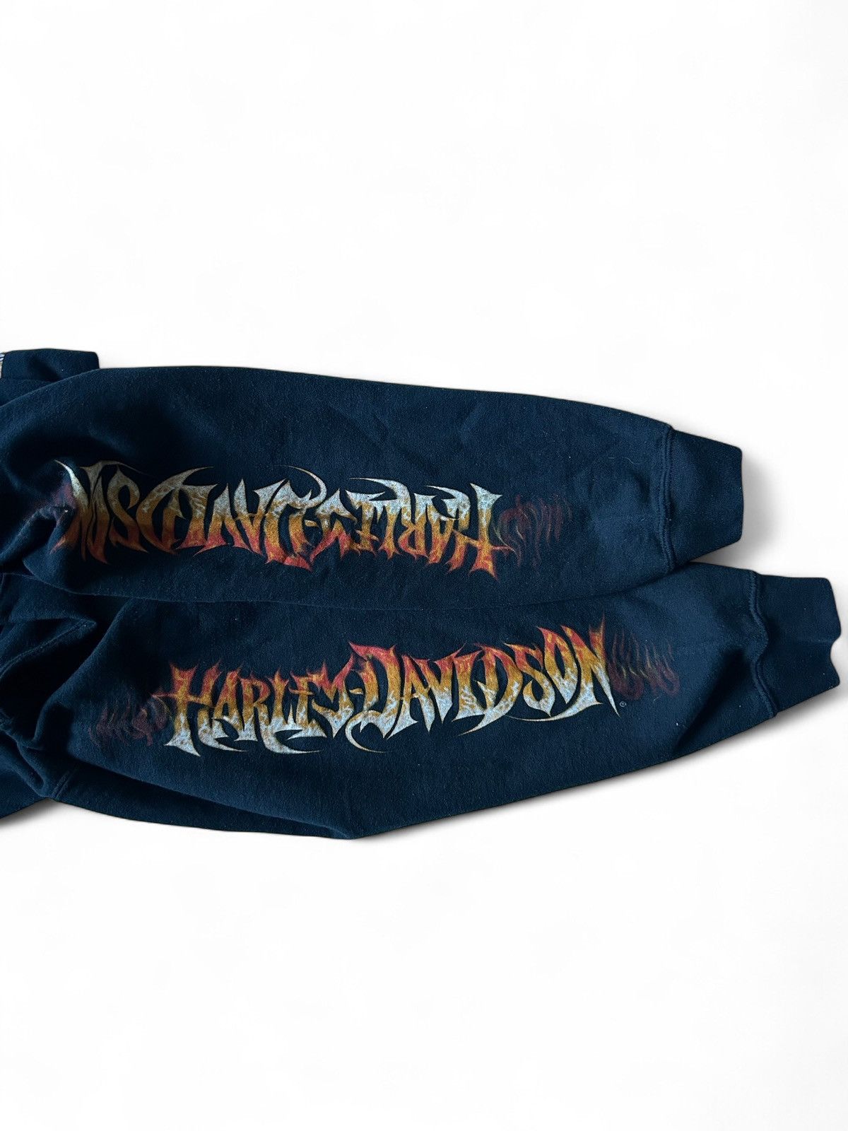 Harley Davidson Vintage Harley Davidson Zip Up Hoodie Flame Sleeve Size US L / EU 52-54 / 3 - 3 Thumbnail