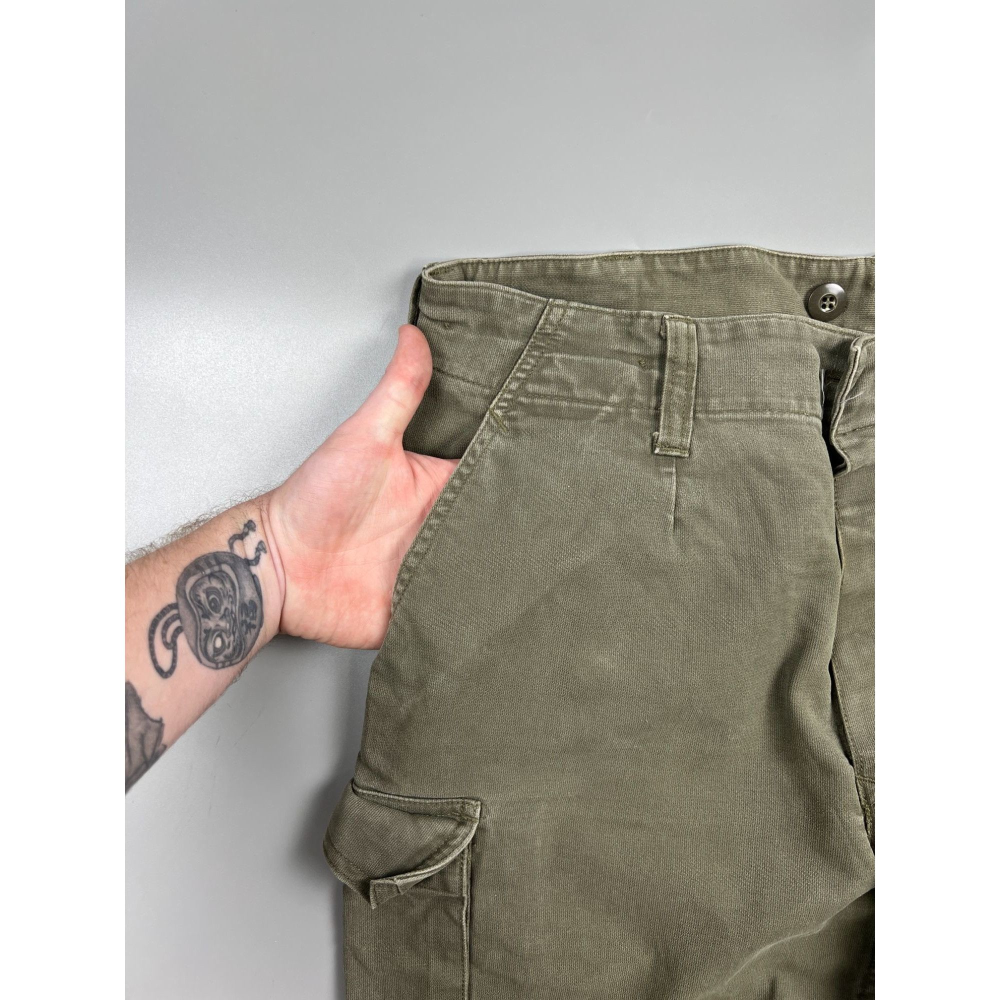 Vintage 1989 Vintage Olive Green Cargo Pants (Y0984) Size US 33 - 3 Thumbnail