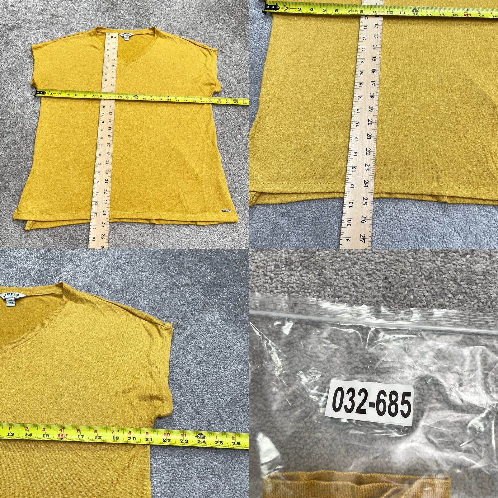 Orvis Orvis Knitted Top Womens Medium Mustard Gold V-Neck Short Sleeve Casual Shirt Size M / US 6-8 / IT 42-44 - 8 Thumbnail