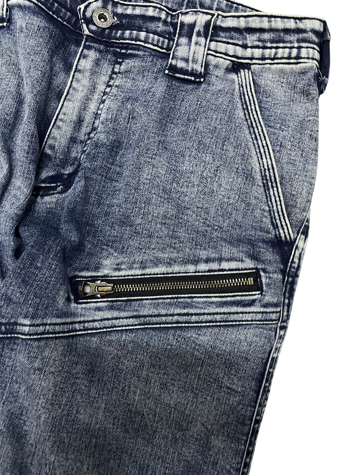 Balmain Next Workerz X Cordura Acid Wash Denim Padded Biker Pants Size US 33 - 6 Thumbnail