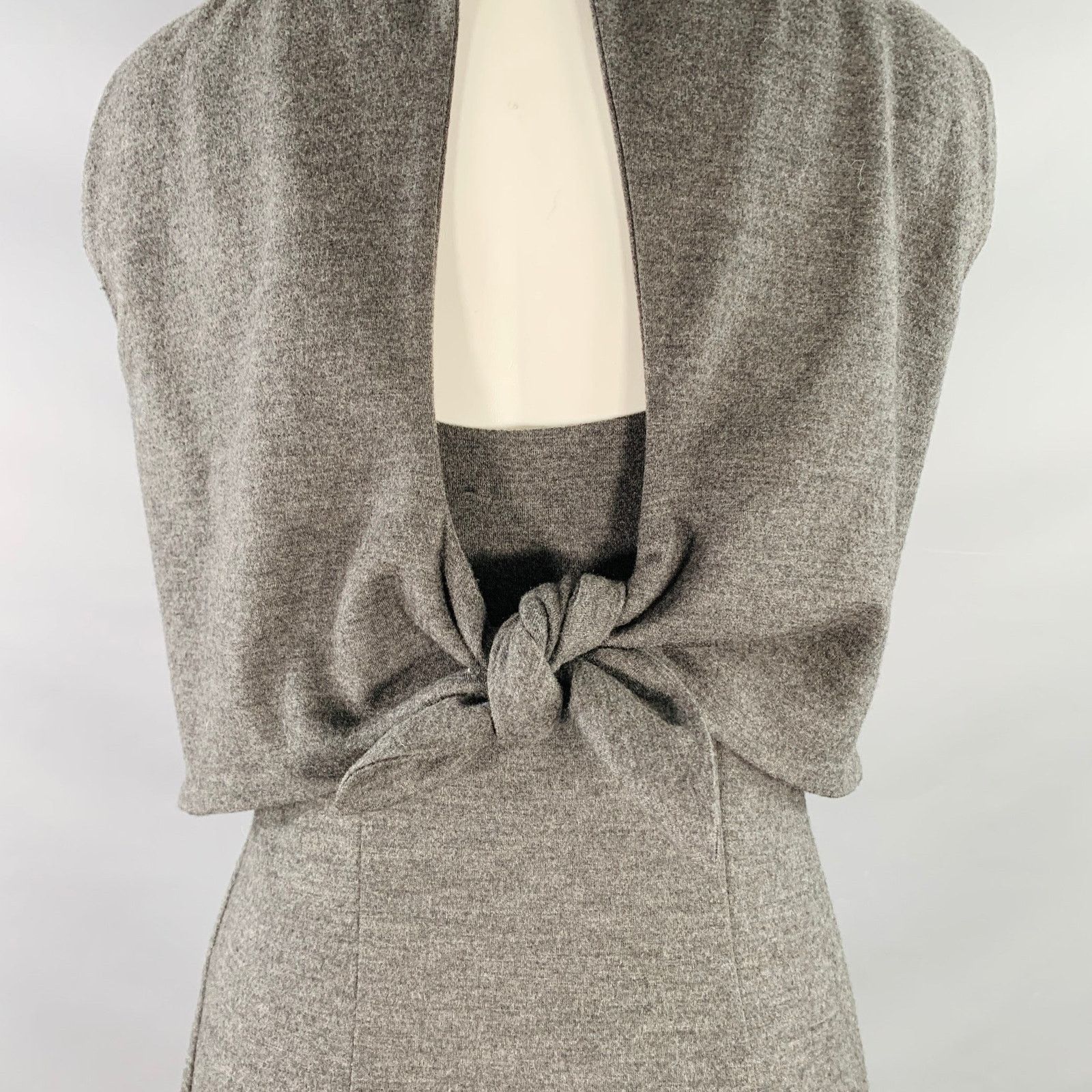 Jil Sander Size 6 Heather Grey Jersey Sleeveless Tie Back Sheath Dress Size M / US 6-8 / IT 42-44 - 4 Thumbnail