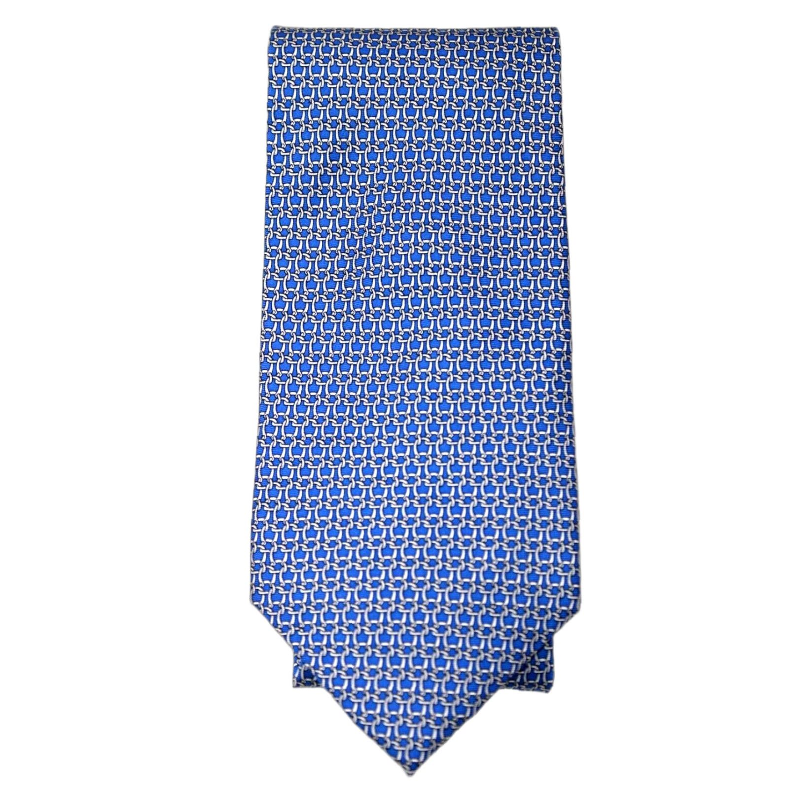 Jos. A. Bank Jos A Bank Chain Mail Necktie Tie 100% Silk Blue Men's Stylish Luxury Preppy Classic Tie Size ONE SIZE - 1 Thumbnail