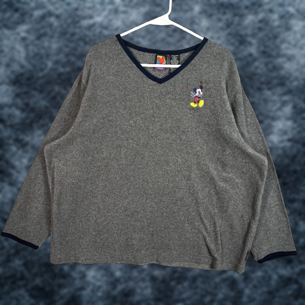 Disney VINTAGE Disney Mickey Mouse Fleece Sweater Womens 2XL Gray 90s Pullover Sweatshirt Size XXL / US 16-18 / IT 52-54 - 1 Thumbnail