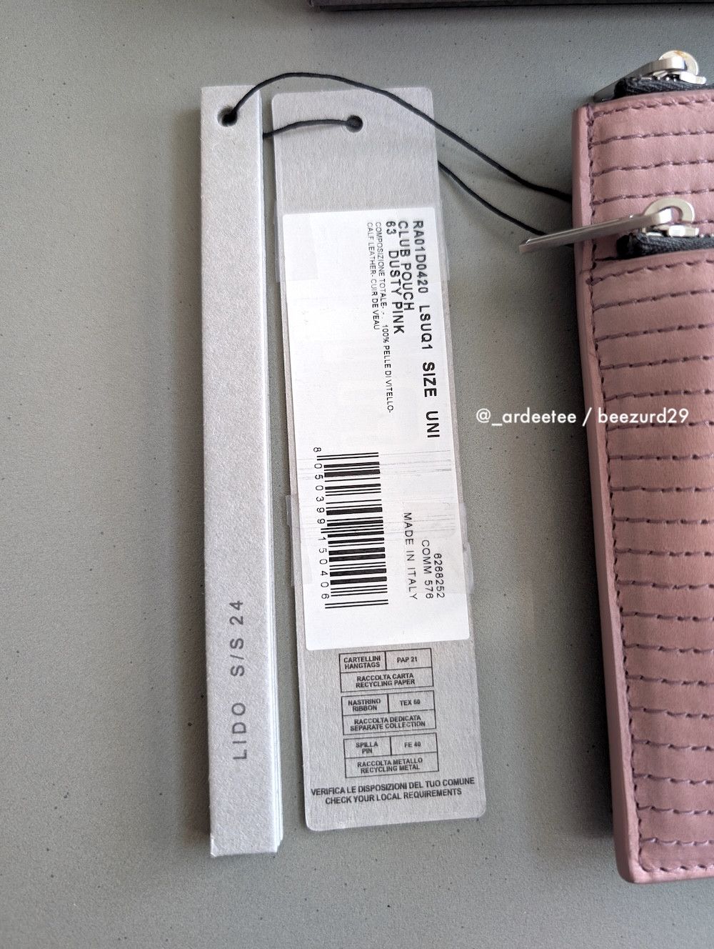 Rick Owens *NEW* DUSTY PINK EMBROIDERED LEATHER CLUB POUCH SS24 LIDO Size ONE SIZE - 7 Thumbnail