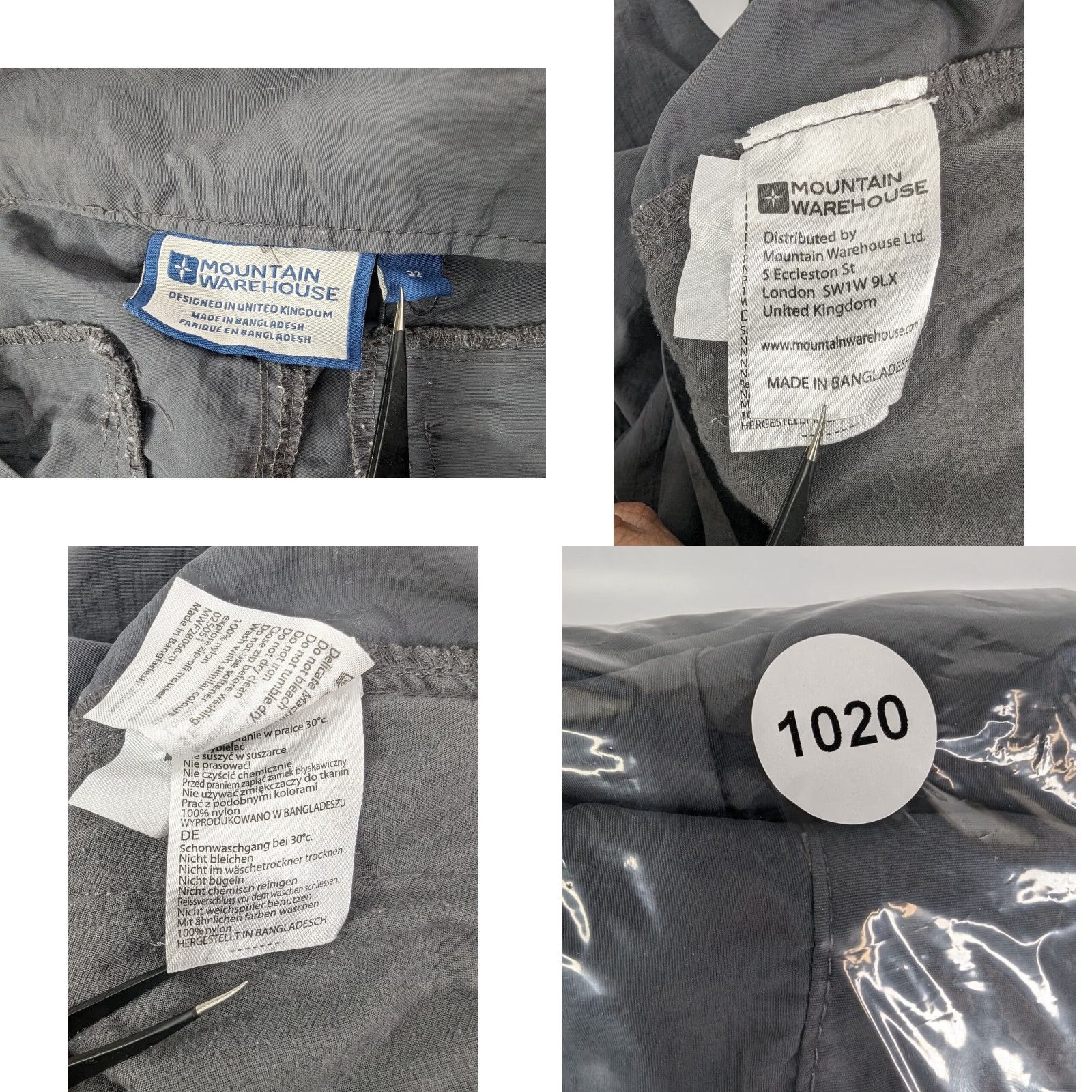 Vintage Mountain Warehouse Cargo Pants Men's 32 Grey Nylon Cotton Polyester Convertible Hiking Outdoor Workspace Casual Travel Size US 33 - 9 Thumbnail