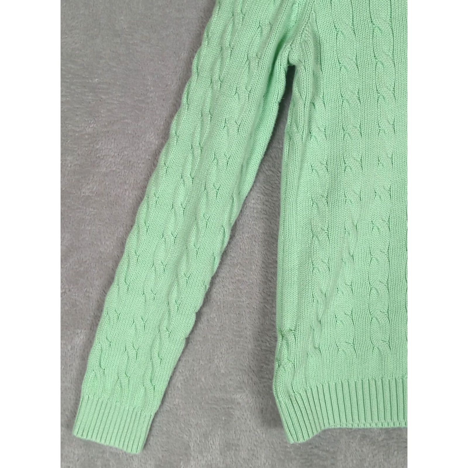 Brooks Brothers VINTAGE Brooks Brothers 346 Sweater Women's Crew Neck Cable Knit Cotton Lime Green Long Sleeve Pullover Embroidered Logo Classic Knit Size L / US 10 / IT 46 - 2 Thumbnail