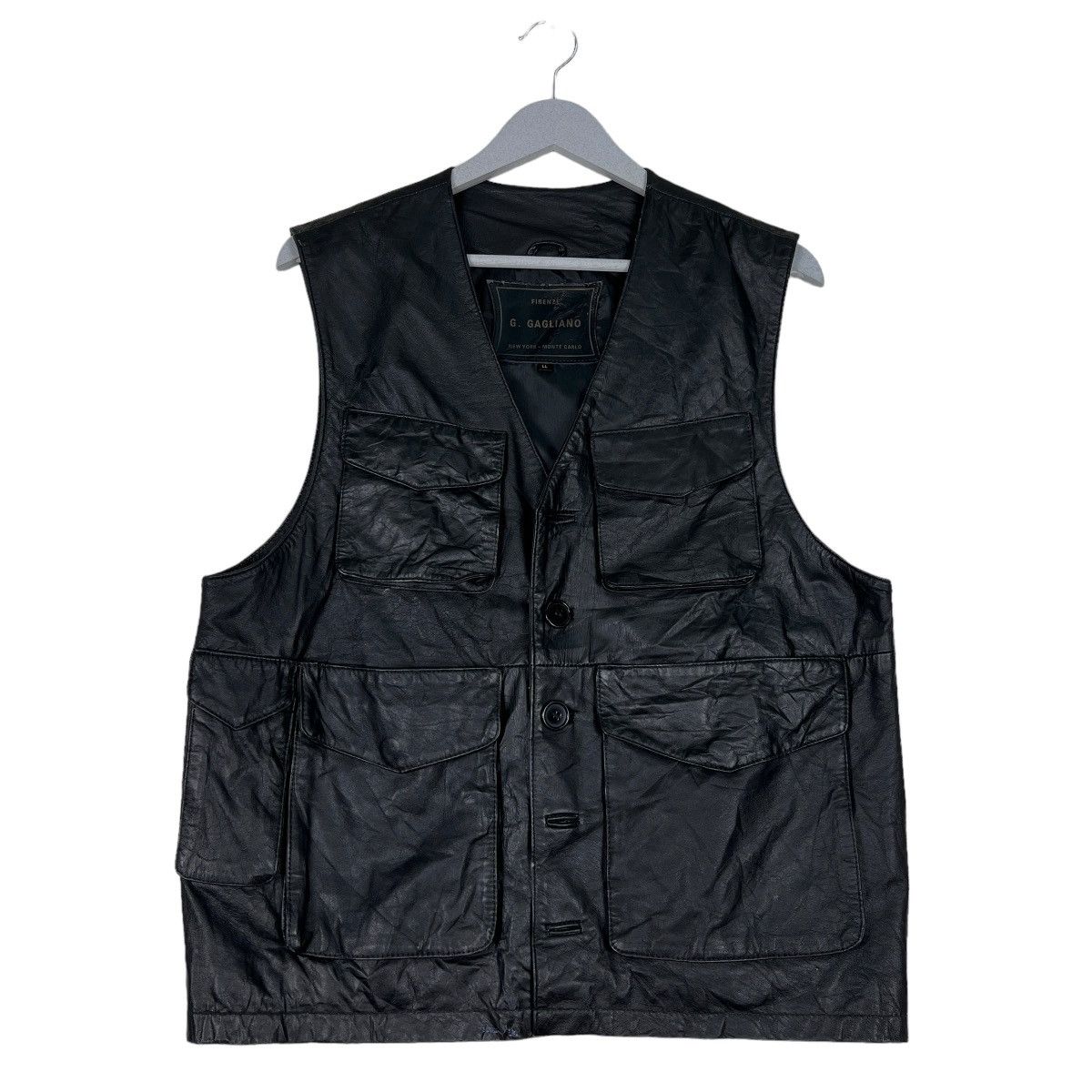 Designer 🔥 G. GAGLIANO CARGO LEATHER TANK TOP VEST Size US L / EU 52-54 / 3 - 1 Thumbnail