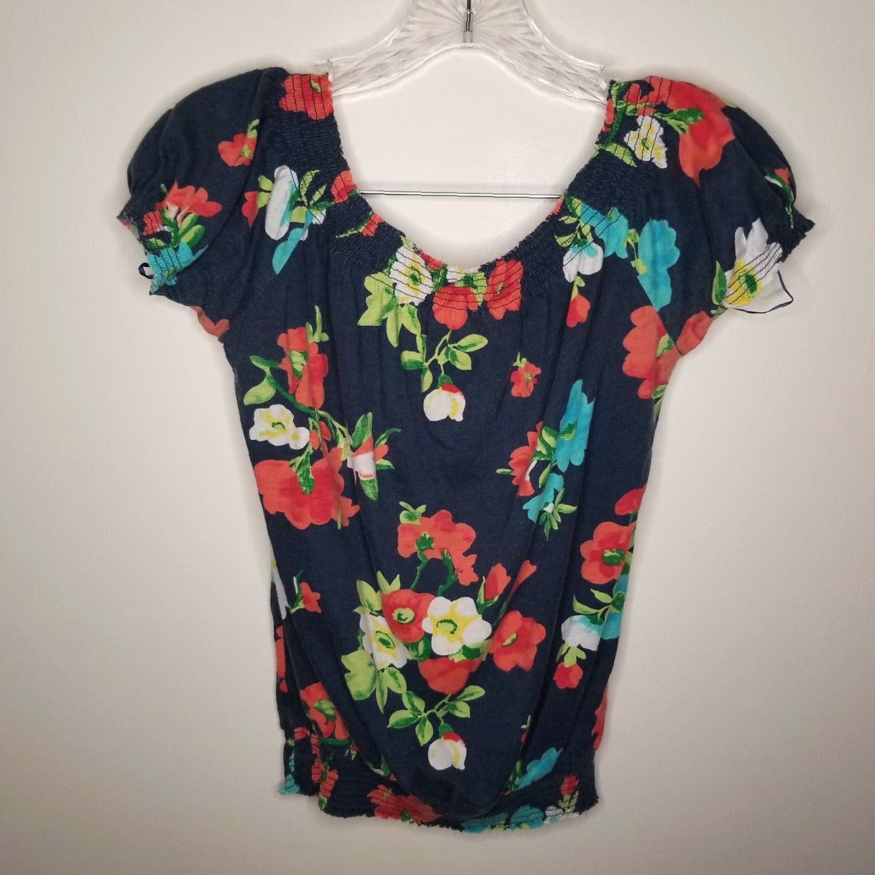 Vintage Aéropostale Blouse Shirt Womens XS Blue Floral Short Sleeve XS Womens Size XS / US 0-2 / IT 36-38 - 4 Thumbnail