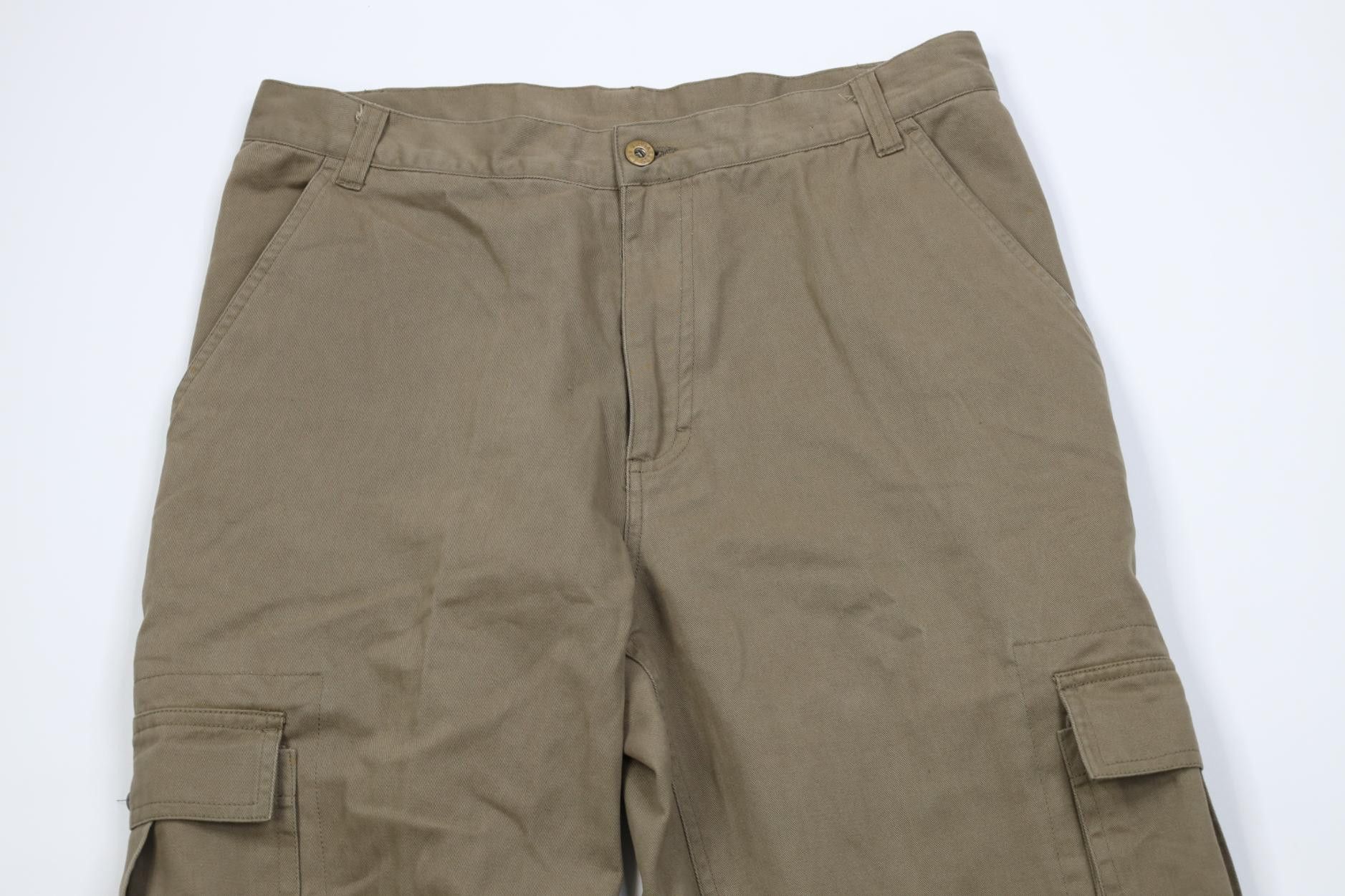 Lee Vintage 90s Y2K Lee Baggy Wide Leg Cargo Pants Green Cotton Size US 34 / EU 50 - 2 Thumbnail