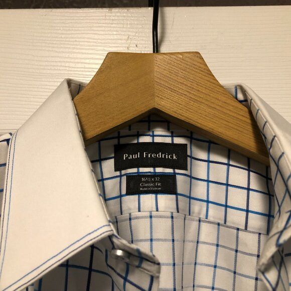 Paul Fredrick Paul Fredrick men's 100%cotton dress shirt size: 16 1/2-32 Size US L / EU 52-54 / 3 - 6 Thumbnail