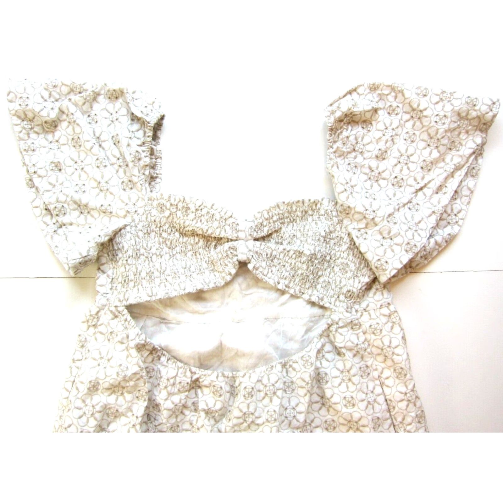 Vintage Maeve NWT Dress Shirt XL White Floral Open Back Smock Cotton Embroidered Knee Length A-Line Women Size XL / US 12-14 / IT 48-50 - 5 Thumbnail
