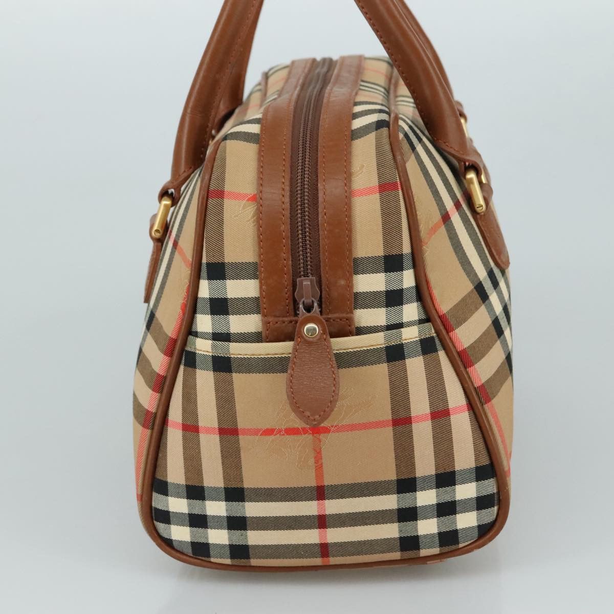 Burberry Nova Check Hand Bag Canvas Beige