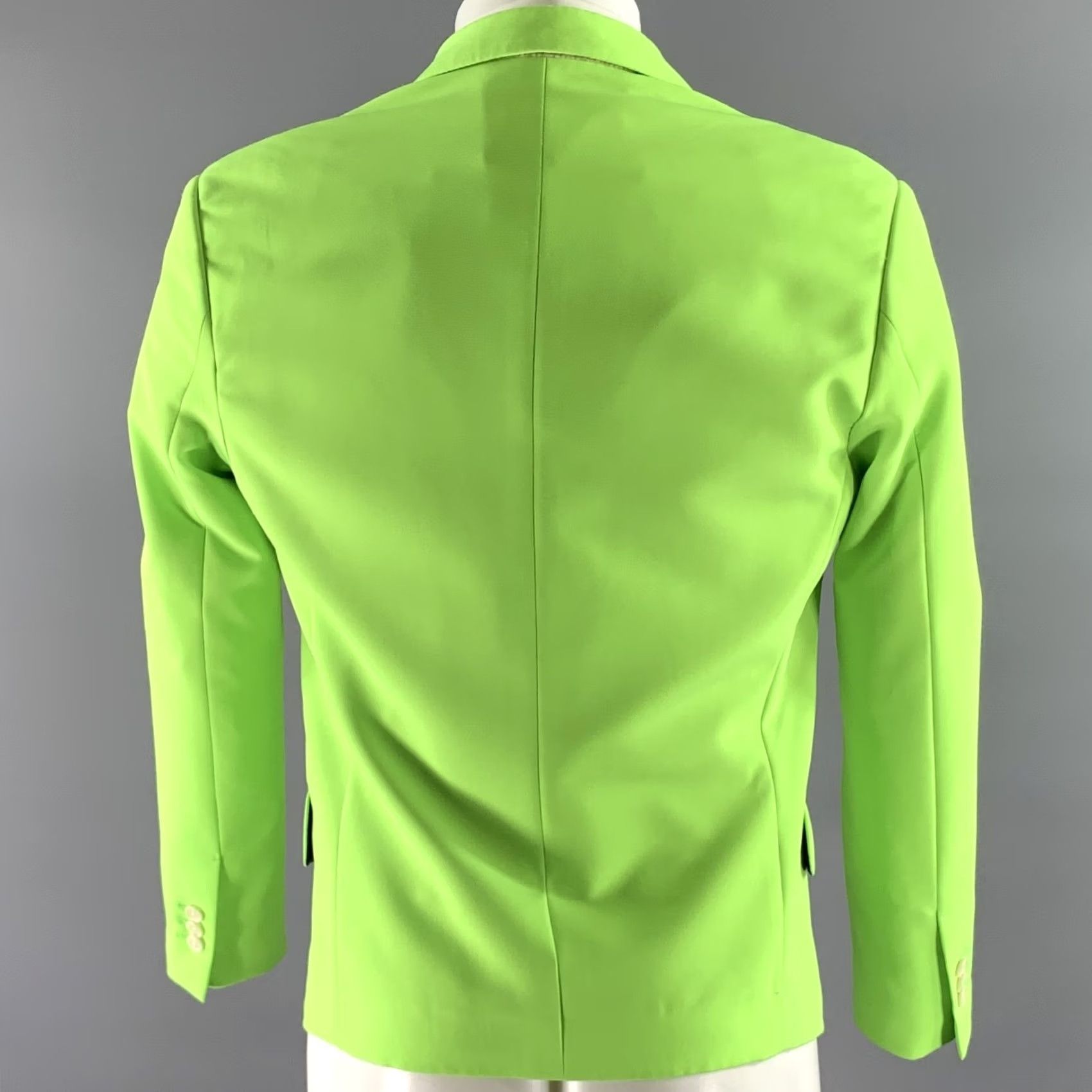 Versace VERSACE Sport Coat Blazer 38 Green Neon Notch Lapel Polyester Blend Adult Mens Size 38R - 4 Thumbnail