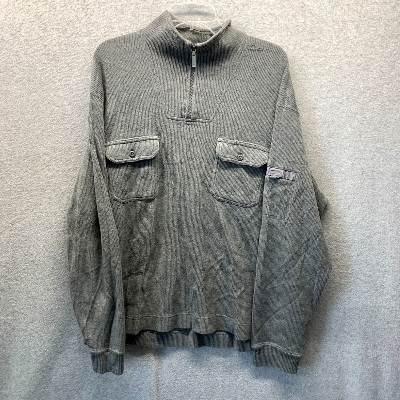 Eddie Bauer VINTAGE Eddie Bauer Sweater Mens Adult Large Gray Cotton Knit Pullover 90s Crew Neck 1/4 Zip Heavyweight Knit Size US L / EU 52-54 / 3 - 2 Thumbnail