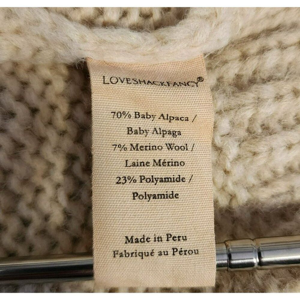 LoveShackFancy LoveShackFancy Alpaca Wool Blend Sweater – XS – Cream – Bat Size XS / US 0-2 / IT 36-38 - 3 Thumbnail