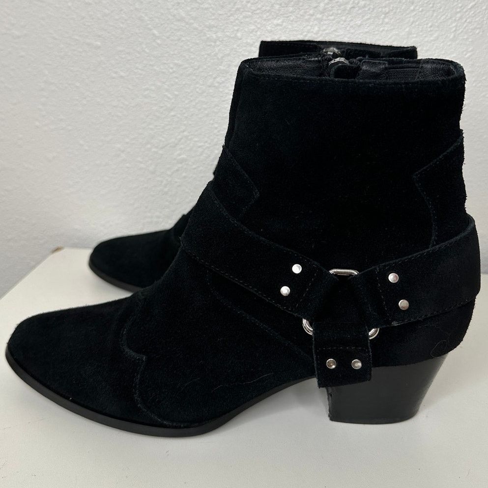 Other Caverley Black Suede Western Heeled Zip Ankle Booties 39 / 8 Size US 8 / IT 38 - 1 Thumbnail