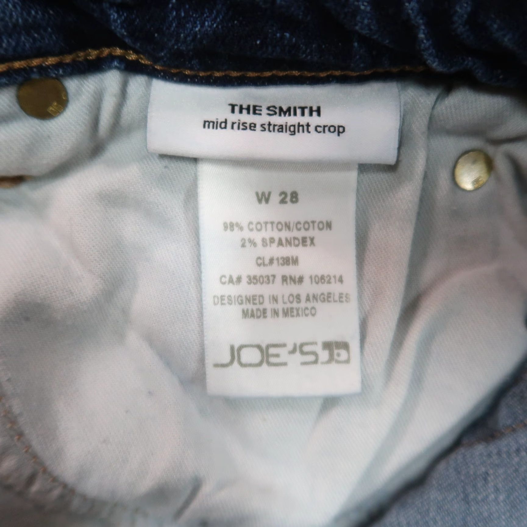 Vintage Joes Jeans The Smith Mid Crop Jeans Women's 28 Blue Stretch Denim Slim 5-Pocket Design Cropped Modern Classic Size 28" / US 6 / IT 42 - 5 Thumbnail