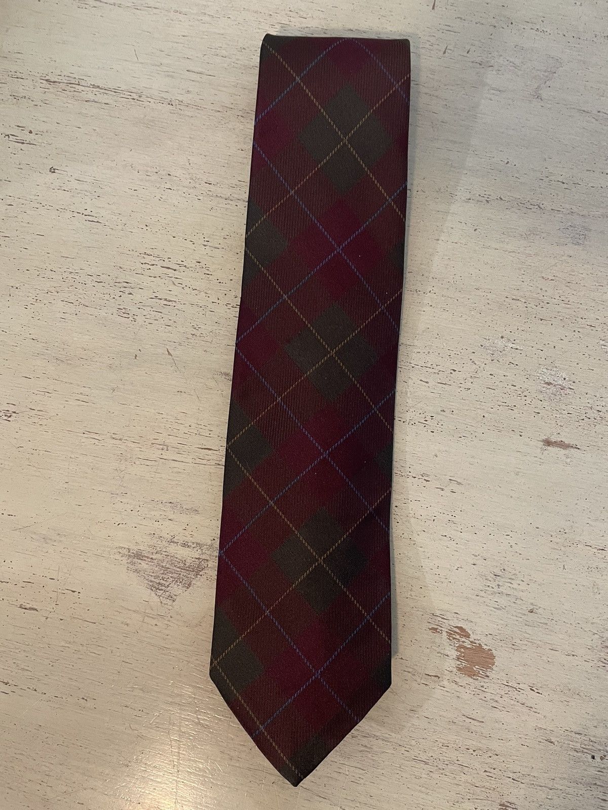Paul Stuart Plaid Print Woven Silk Tie Size ONE SIZE - 4 Thumbnail