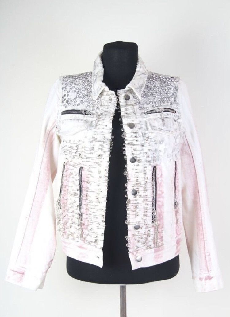 image of Balmain Ss2011 Decarnin Era Trash Staples Pin Detail Jacket in White, Men's (Size XS)