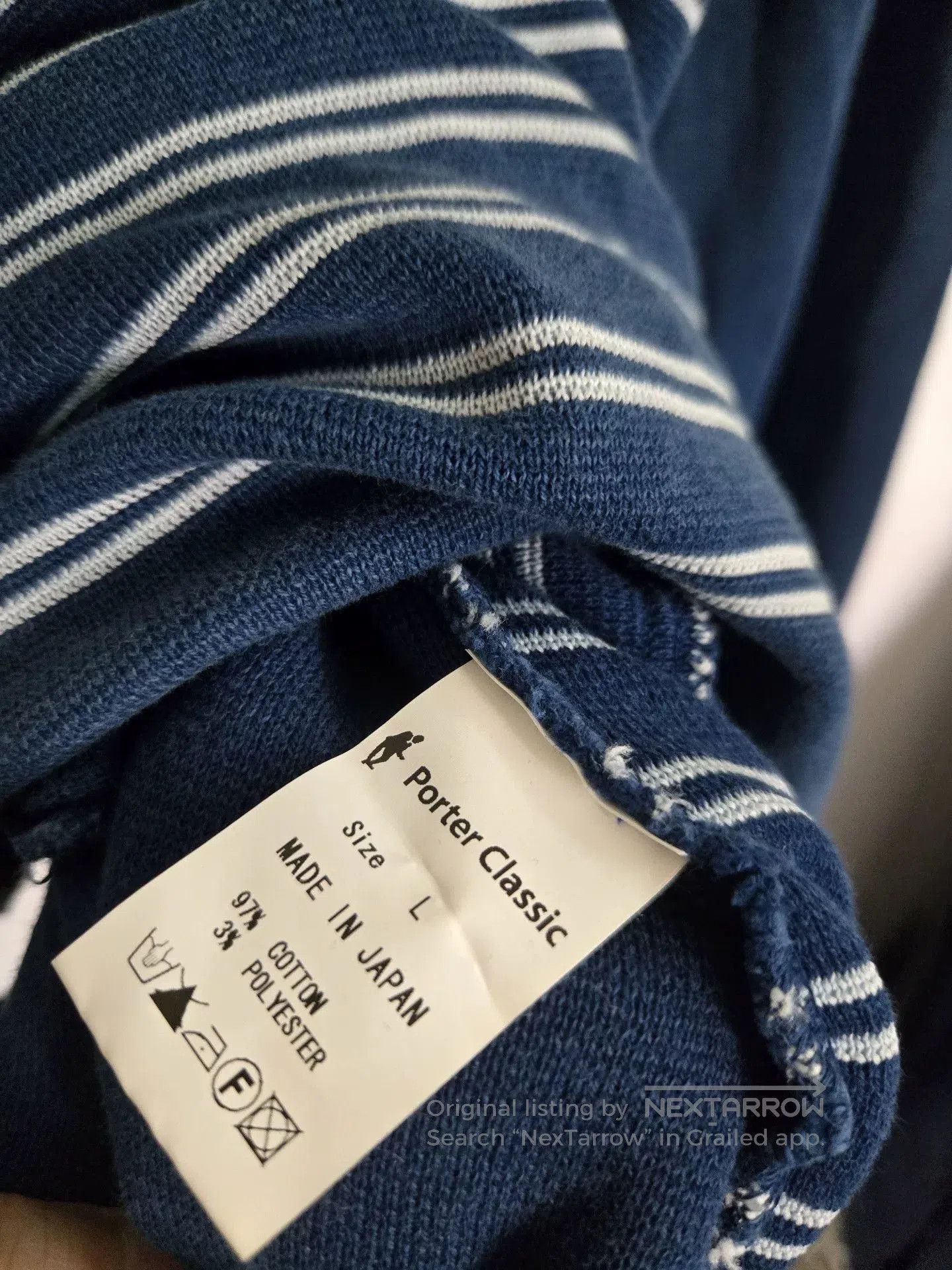 Porter Classic Porter Classic Indigo Knit Stripe Cardigan. Size US L / EU 52-54 / 3 - 4 Thumbnail