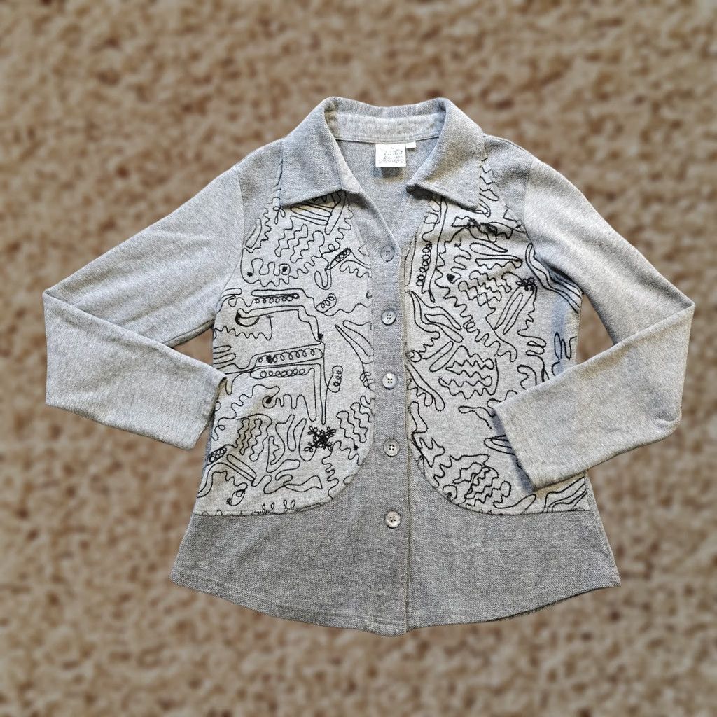 Vintage Parsley & Sage Cardigan Womens Size Small Gray Embroidered Button Front Casual Knit Top Size S / US 4 / IT 40 - 1 Thumbnail