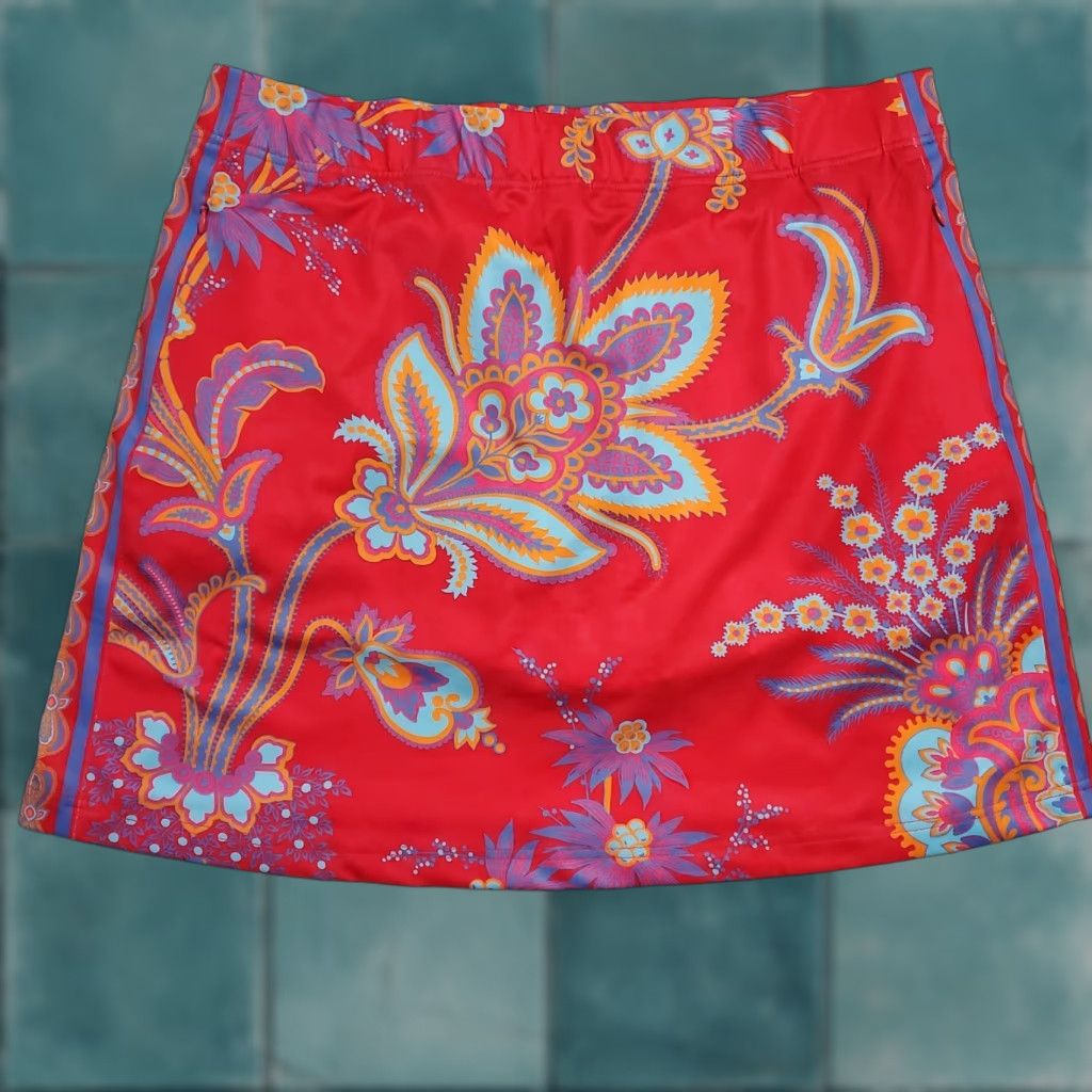 Vintage VINTAGE Gretchen Scott Skippy Skort Women Goddess XXL Red Paisley Stretch Zip Pockets Size 40" / US 18 - 1 Thumbnail