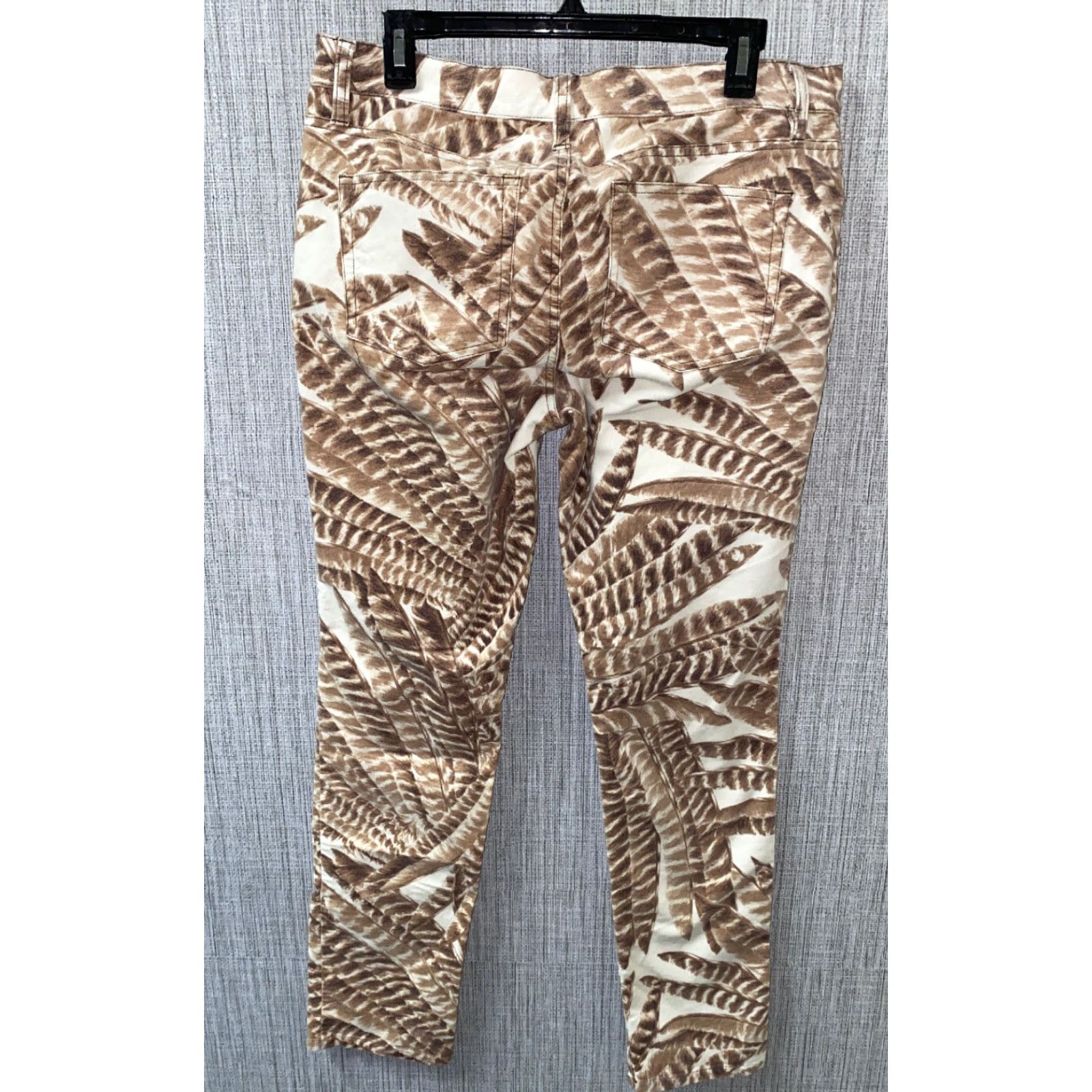 Ralph Lauren Lauren Ralph Lauren Womens Pants Brown/White Leaf Print Size 10 Casual Cotton Flat Front Mid Rise 30.5 Inseam Womens Size 32" / US 10 / IT 46 - 5 Thumbnail