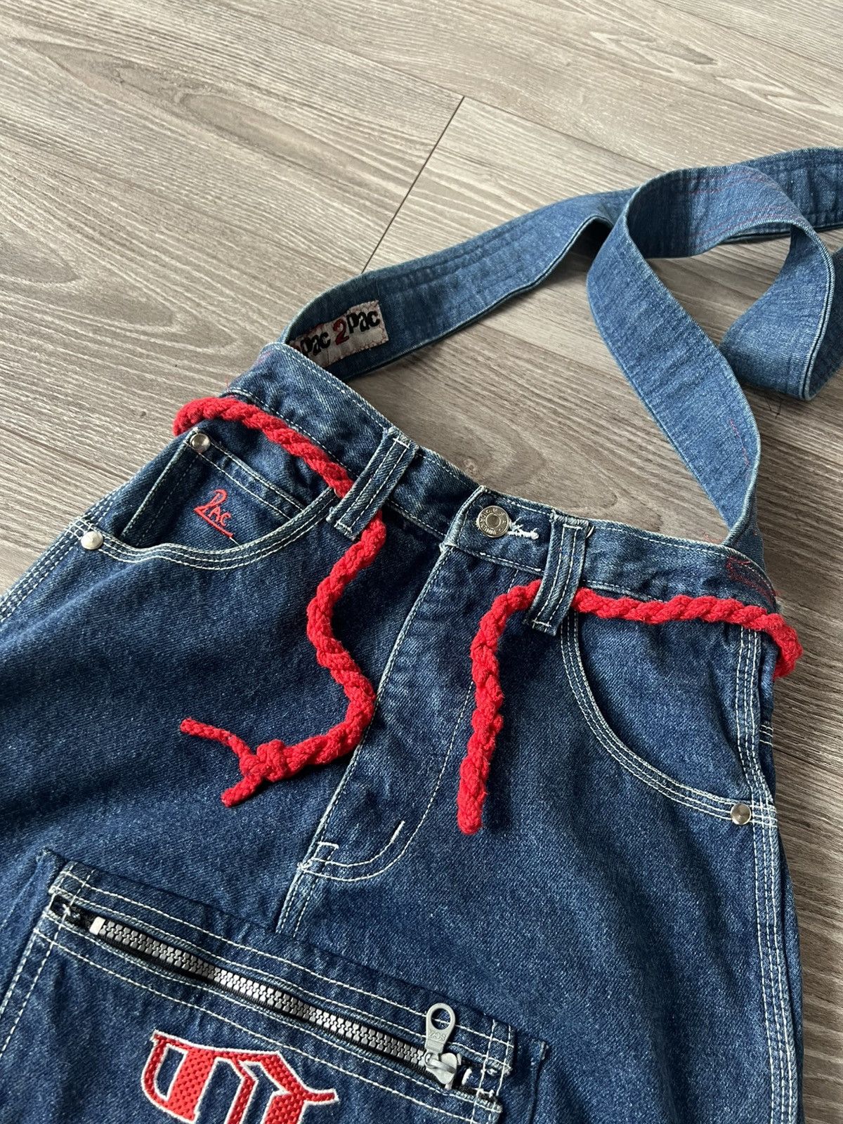 Affliction × Handmade ‼️Vintage Handmade Avant Garde 2Pac Denim Big Logo Sling Bag‼️ Size ONE SIZE - 12 Thumbnail
