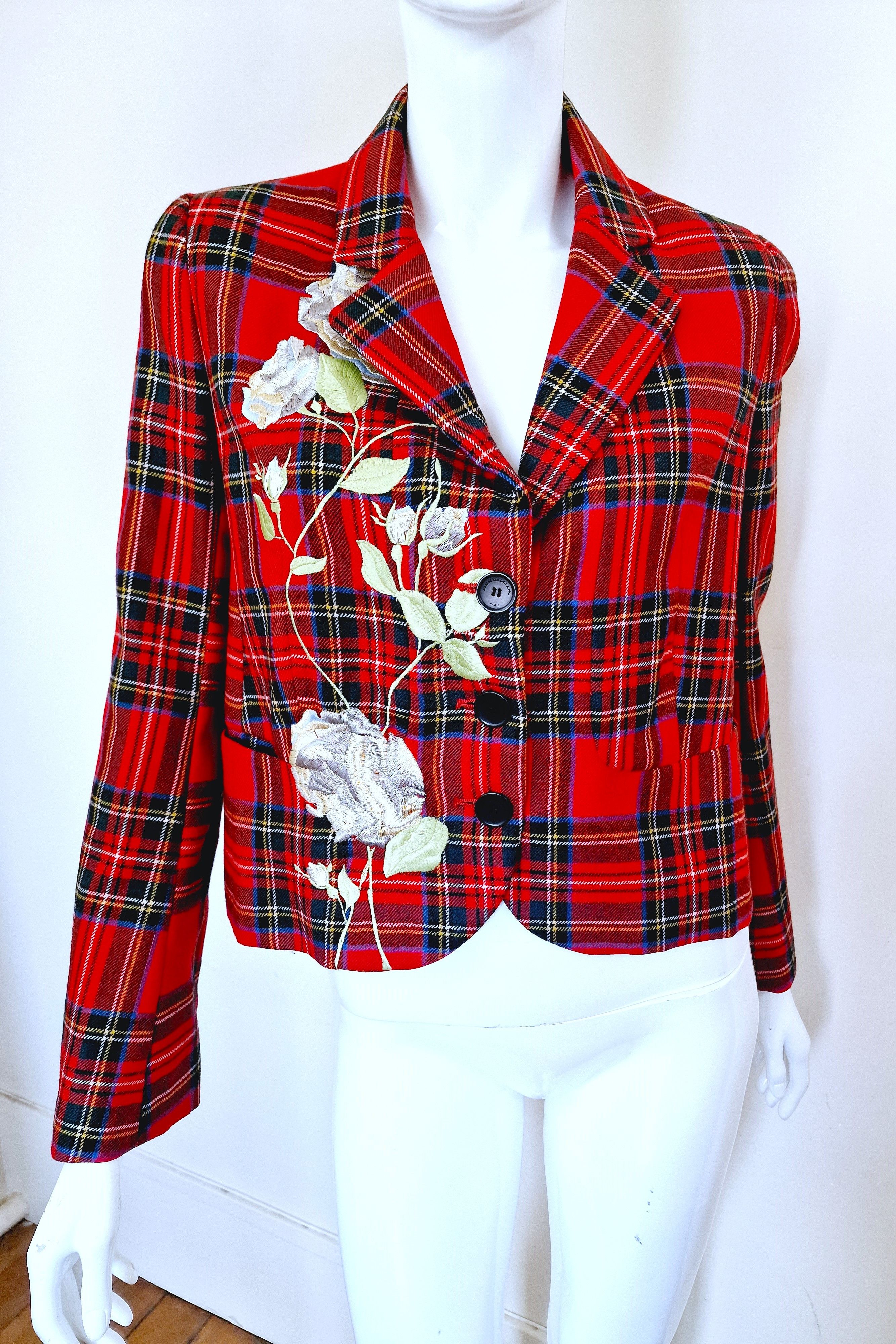 John Galliano John Galliano Tartan Embroidered Plaid Check Blazer Jacket Size M / US 6-8 / IT 42-44 - 5 Thumbnail