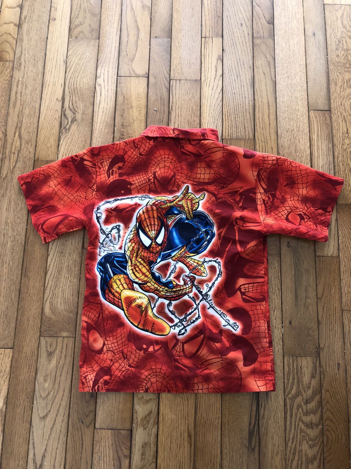 Marvel Comics × Vintage Y2K Spider-Man Over Print Button Up Shirt Size US XXS / EU 40 - 2 Thumbnail