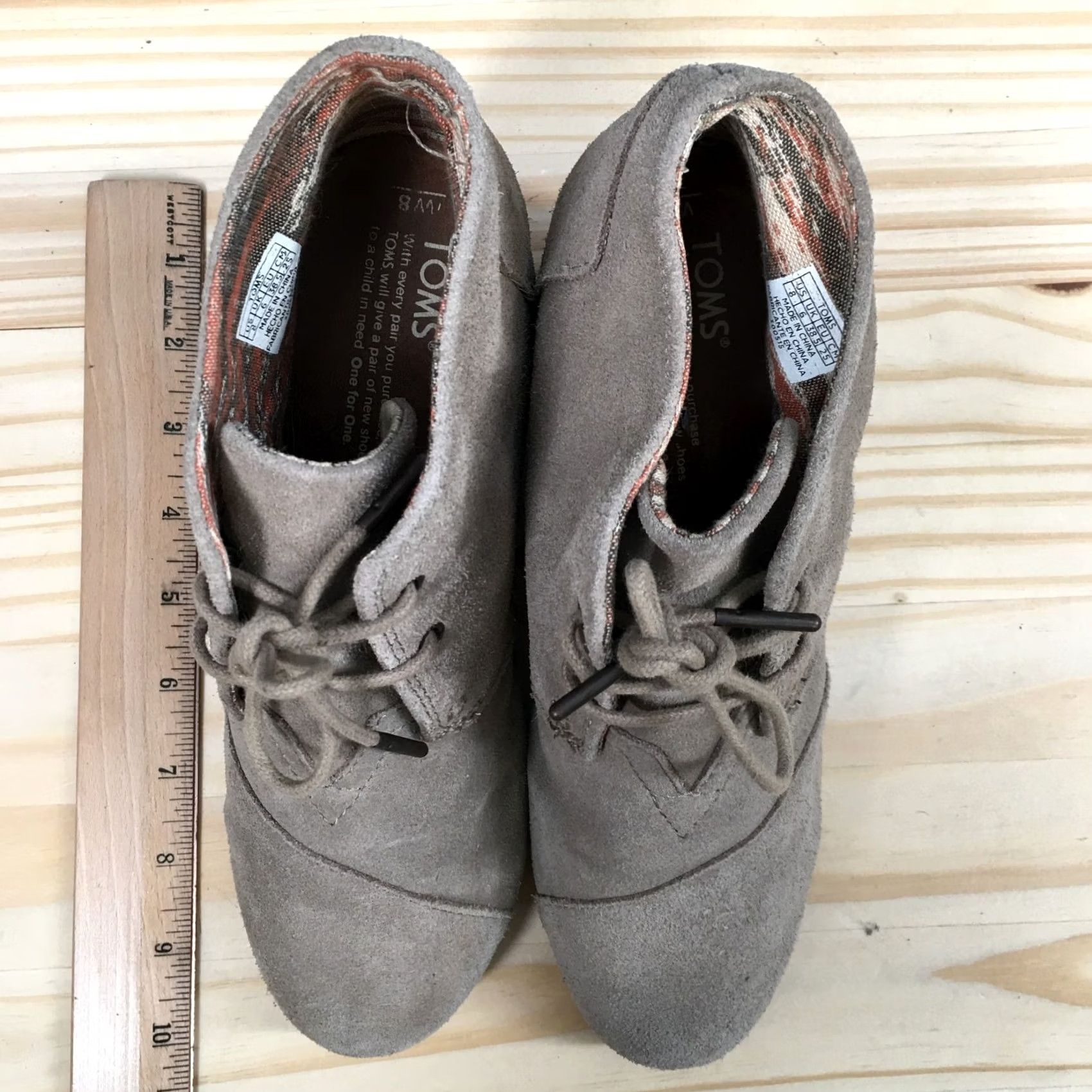 Toms TOMS Boots Womens 8 Lace Up Desert Wedge Ankle Bootie Brown Suede Casual Boot Size US 8 / IT 38 - 7 Thumbnail