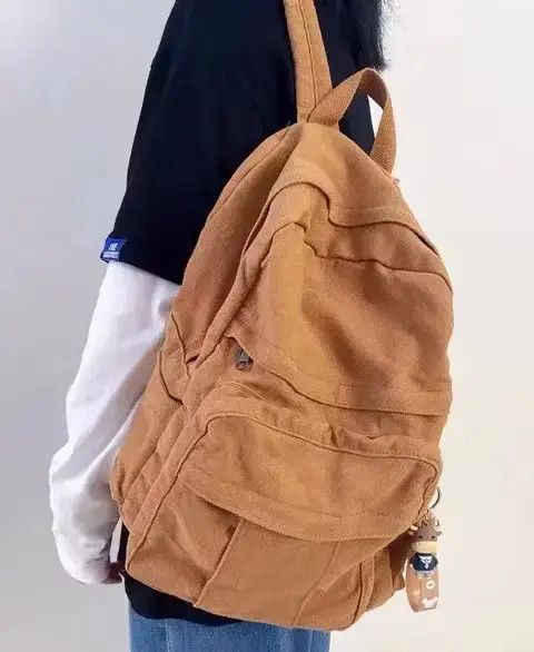 Japanese Brand Retro y2k canvas backpack aesthetic Size ONE SIZE - 2 Thumbnail