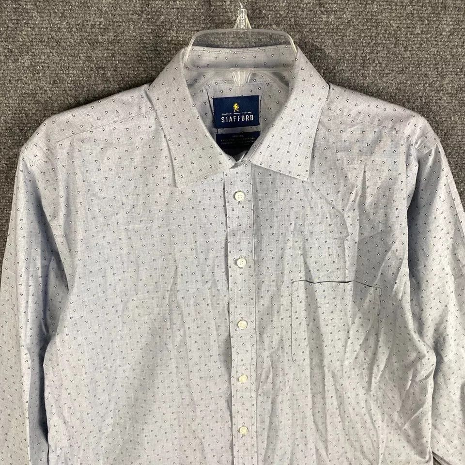 Stafford Stafford Button Up Shirt Men's 16.5 Travel Broadcloth 32-33 Size US L / EU 52-54 / 3 - 2 Thumbnail