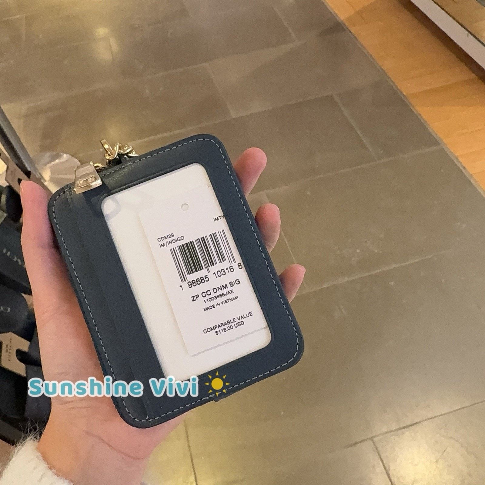 Coach NWT Coach Zip Card Case Signature Denim Gold/Indigo CDM29 Size ONE SIZE - 4 Thumbnail