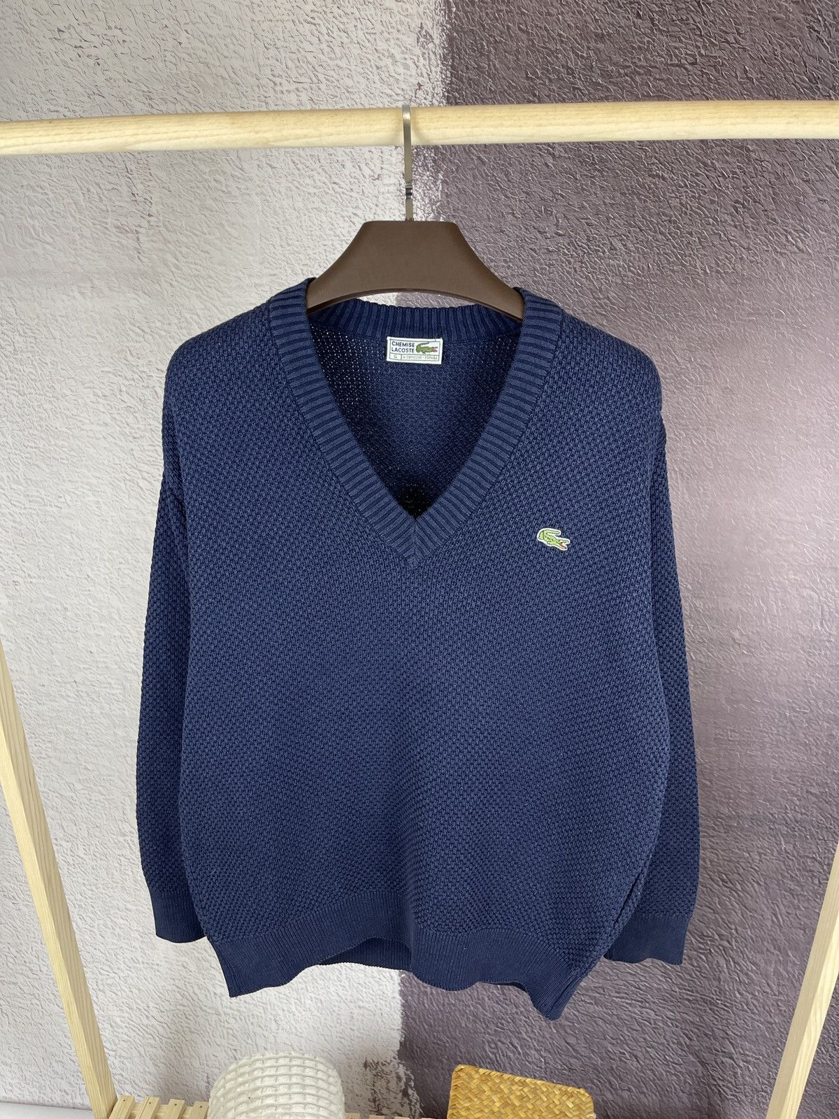 Lacoste × Vintage Chemise Lacoste vintage 90s made in Spain blue sweater Size US L / EU 52-54 / 3 - 2 Thumbnail