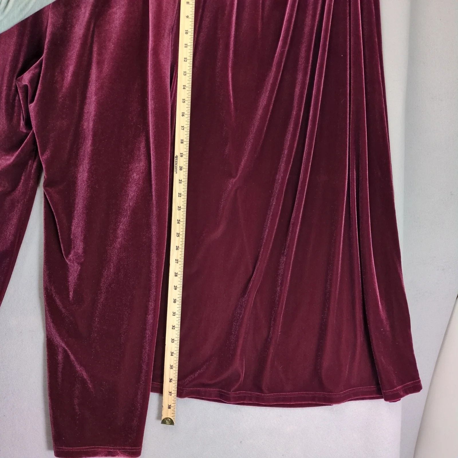 Denim & Co. Denim & Co 3pc Burgundy Velour Outfit: Shirt Skirt Pants M Size M / US 6-8 / IT 42-44 - 5 Thumbnail