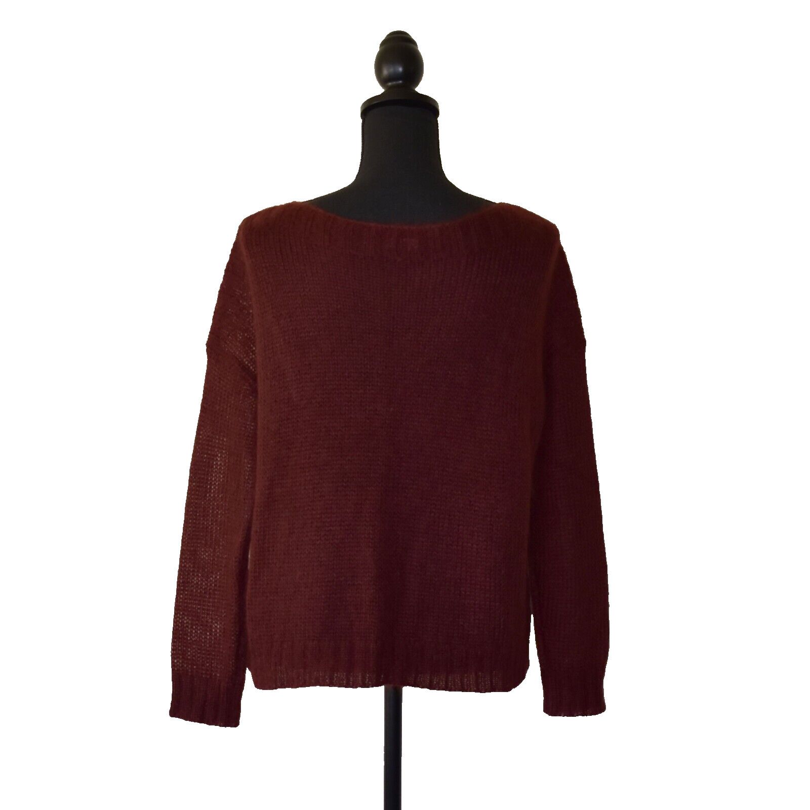 Eileen Fisher EILEEN FISHER Burgundy Mohair Boat Neck Knit Sweater Size S Size S / US 4 / IT 40 - 3 Thumbnail