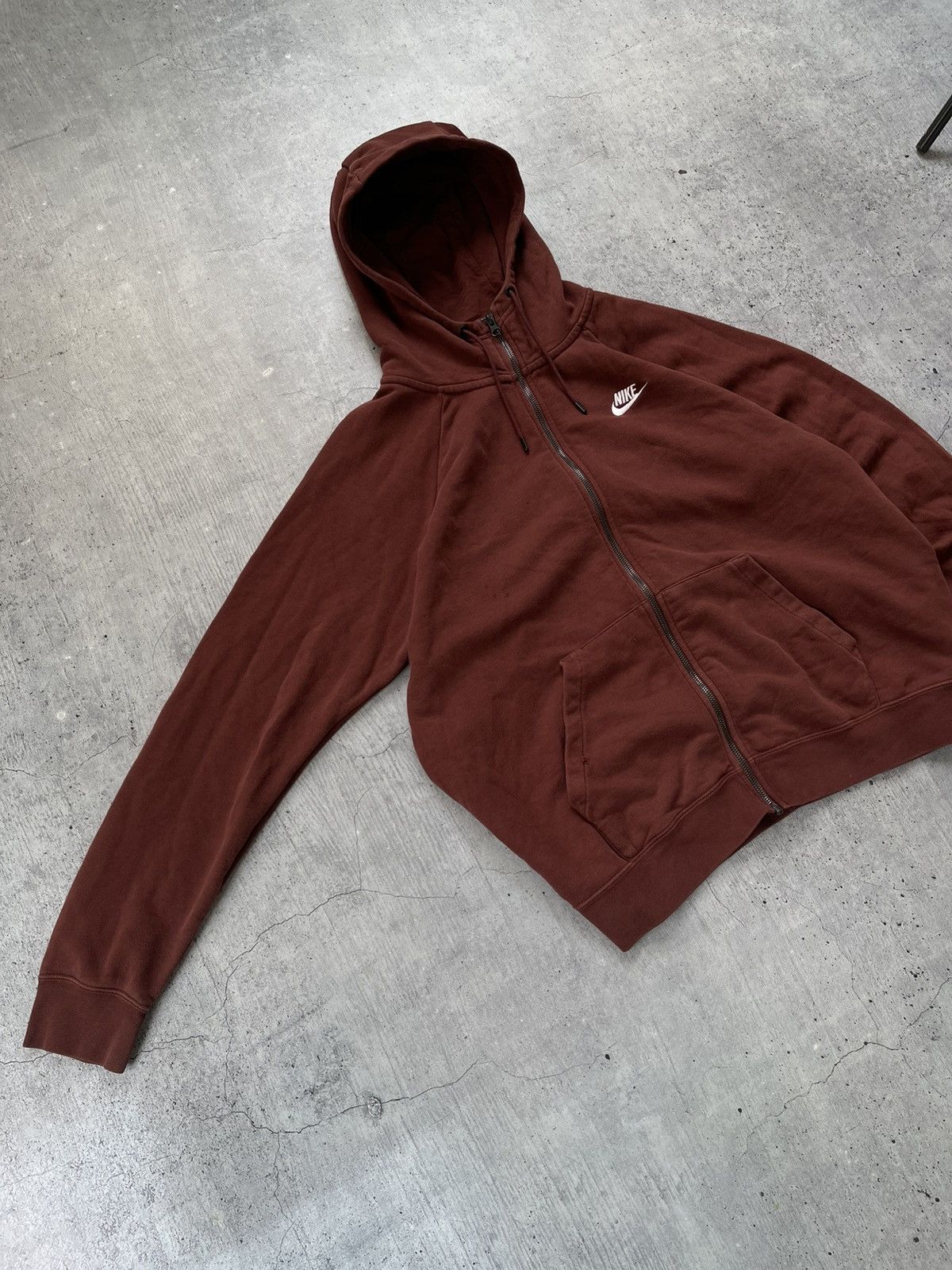 Nike × Vintage Y2K Nike Swoosh Logo Brown Zip Up Distressed Rare Hoodie M Size US M / EU 48-50 / 2 - 9 Thumbnail