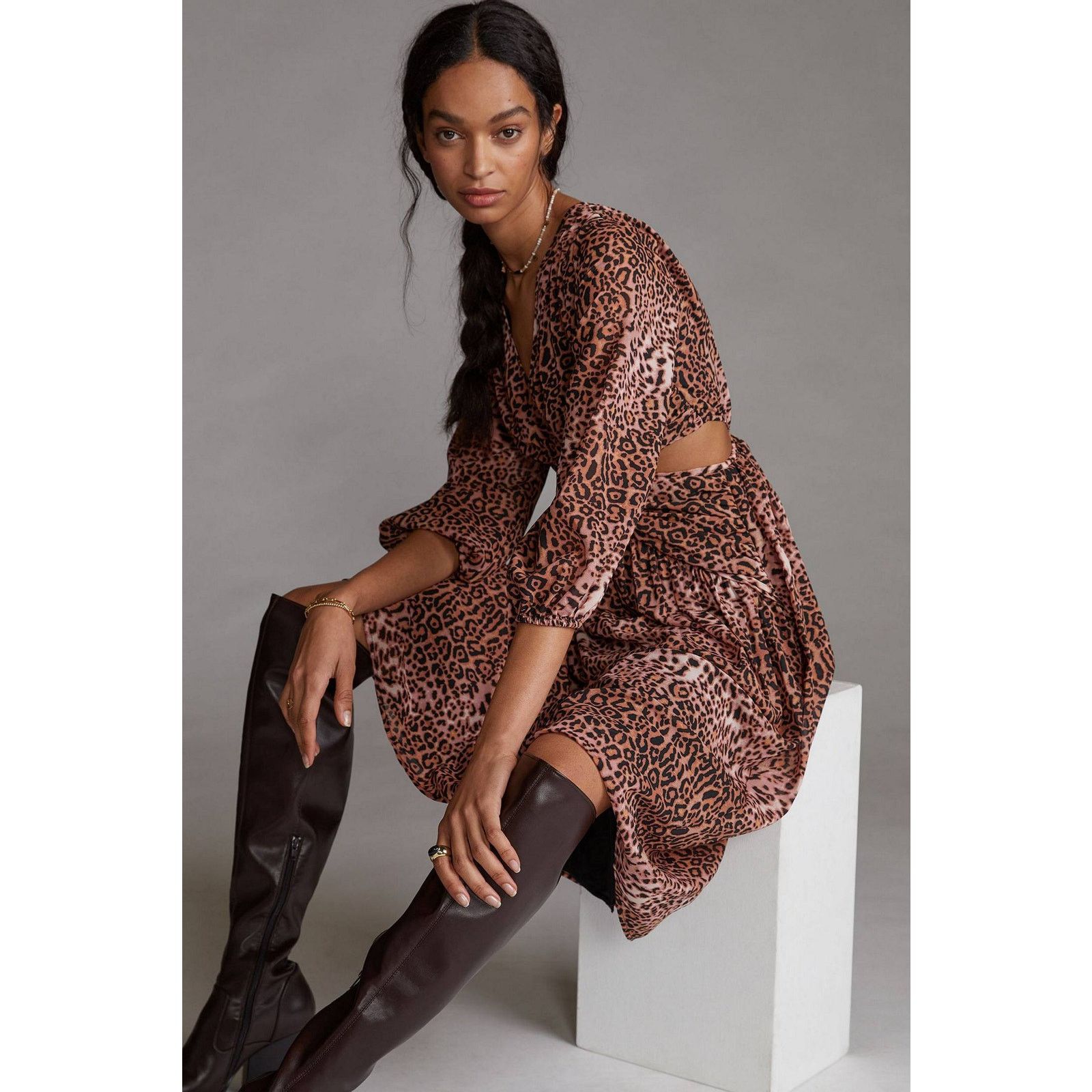 Anthropologie New Anthropologie Ranna Gill Printed Cut-Out Midi Dress $190 Size M / US 6-8 / IT 42-44 - 1 Thumbnail